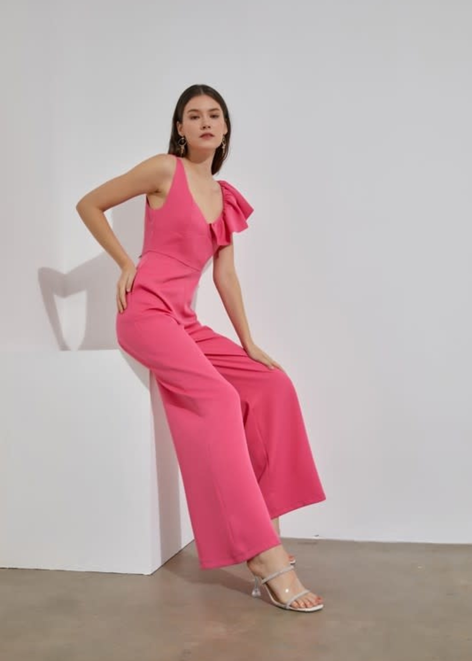 Hot Pink Ruffle Jumpsuit