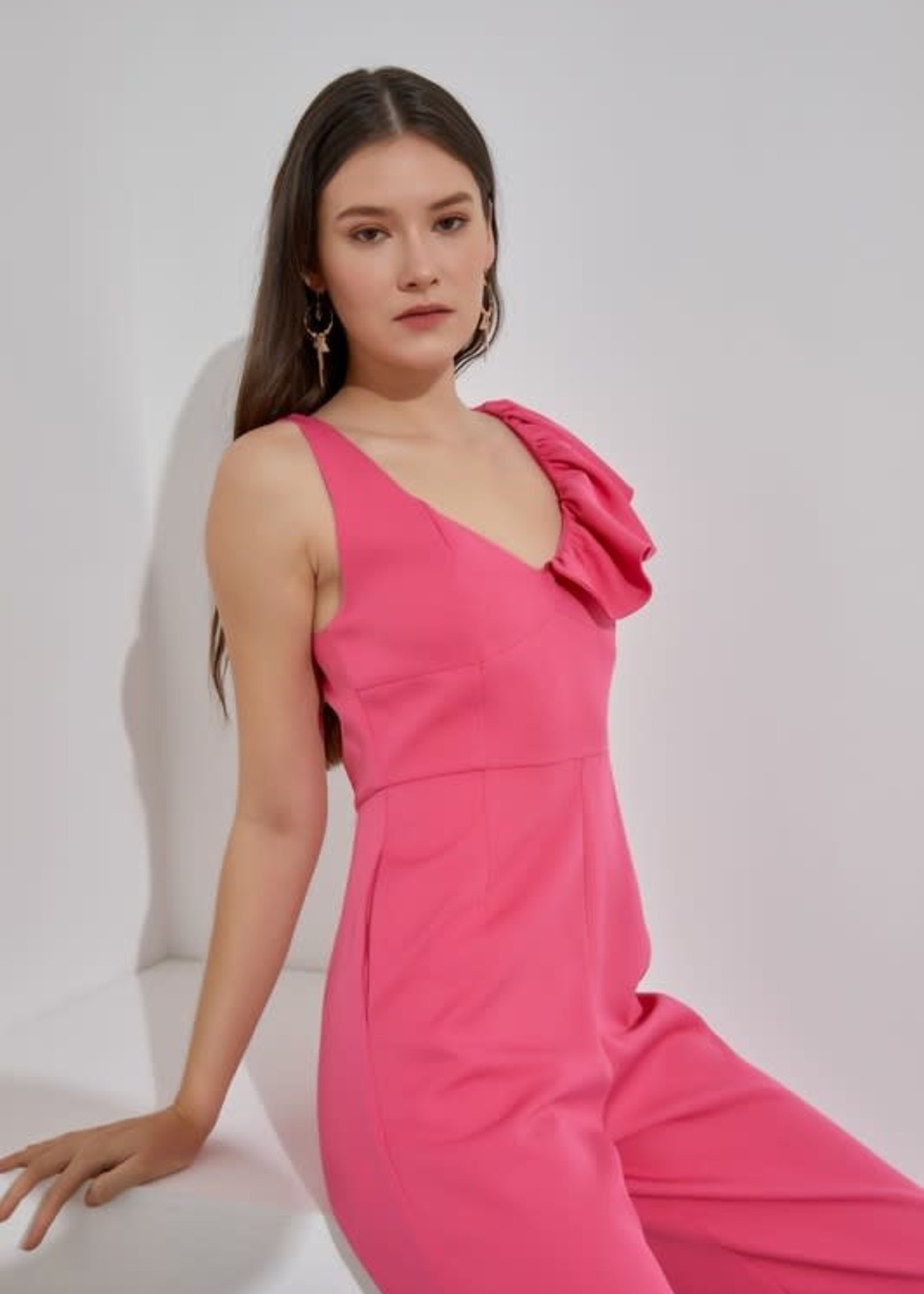 Hot Pink Ruffle Jumpsuit