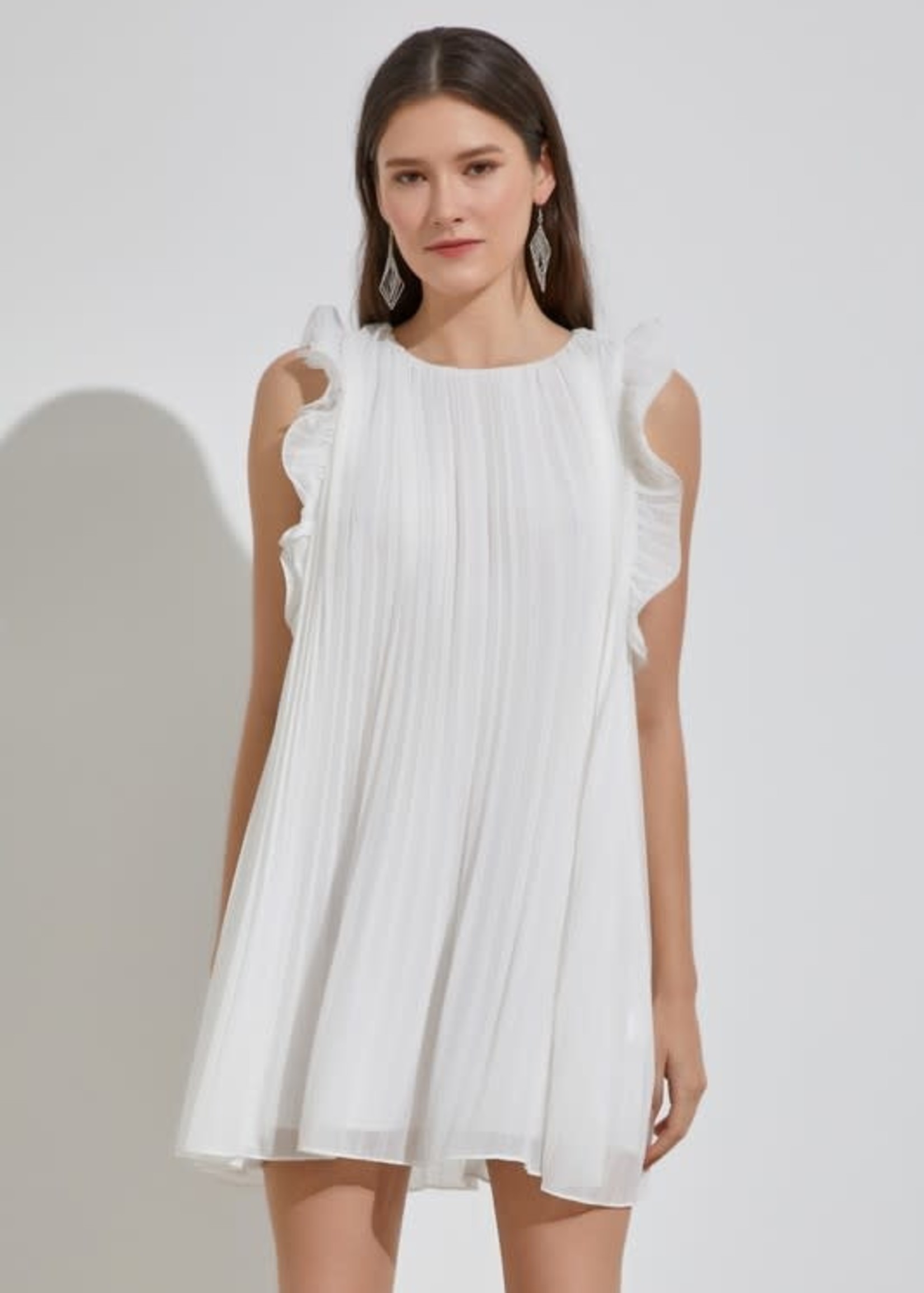 Pretty Pleats White Dress