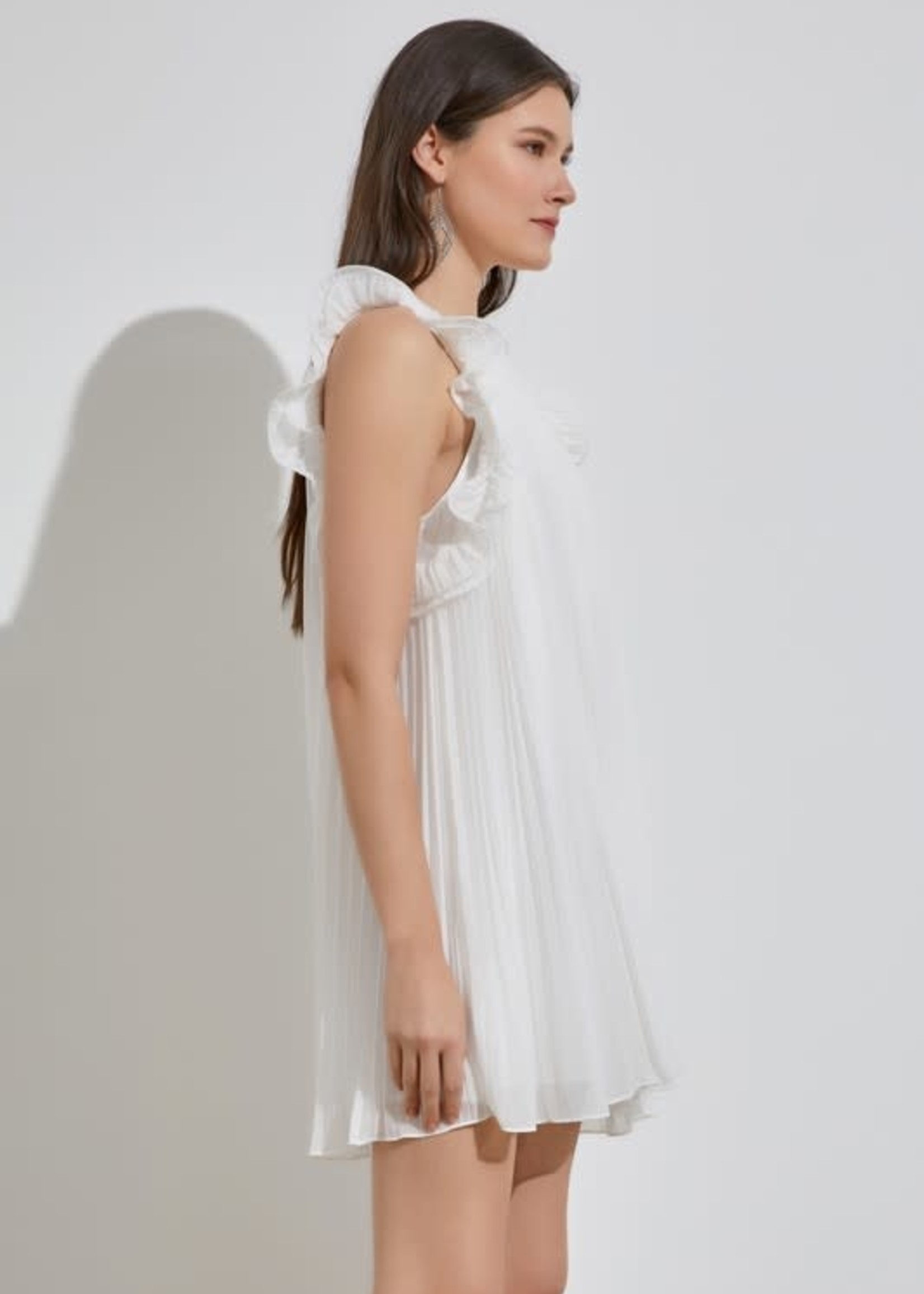 Pretty Pleats White Dress