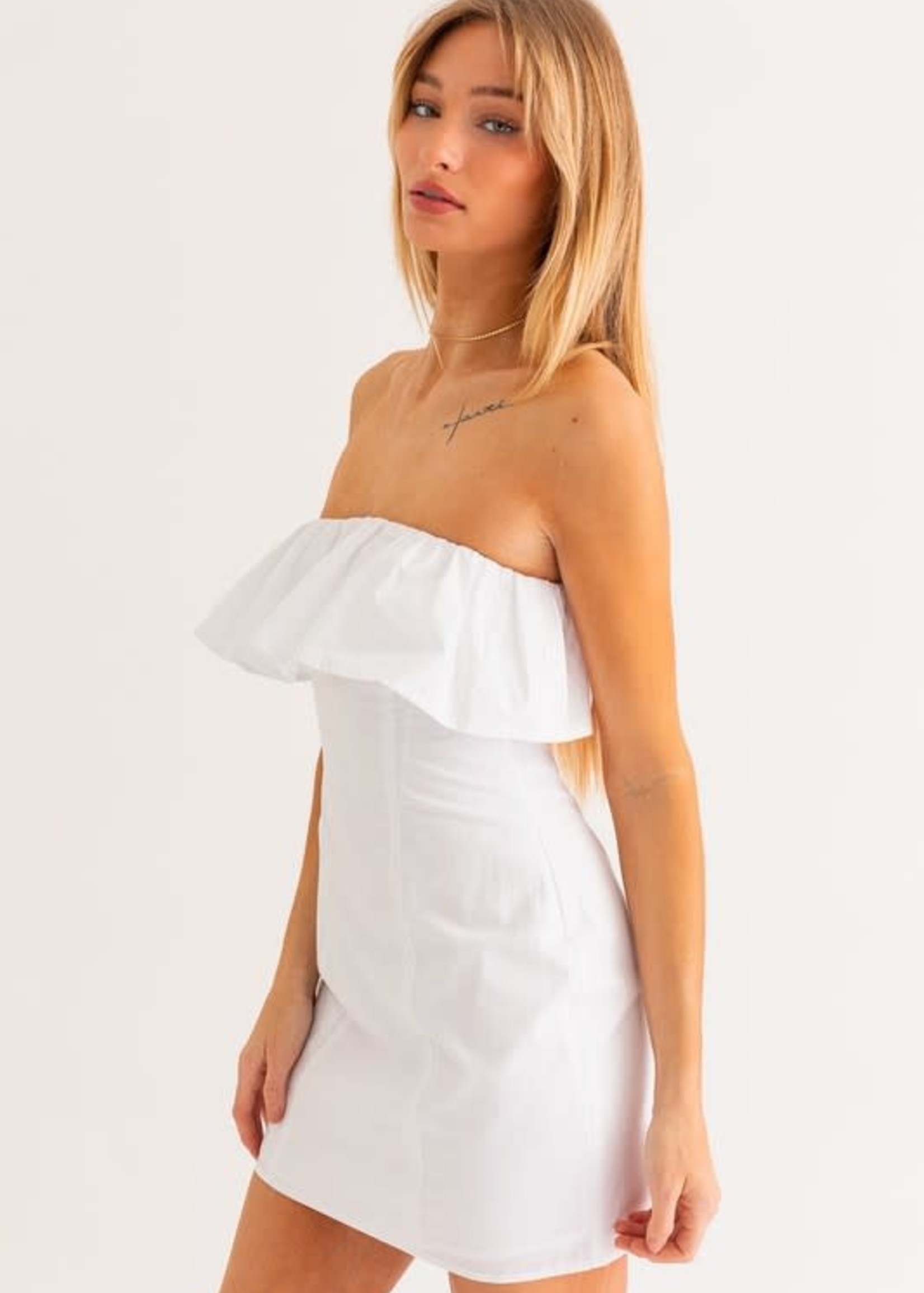 My Time White Ruffle Dress