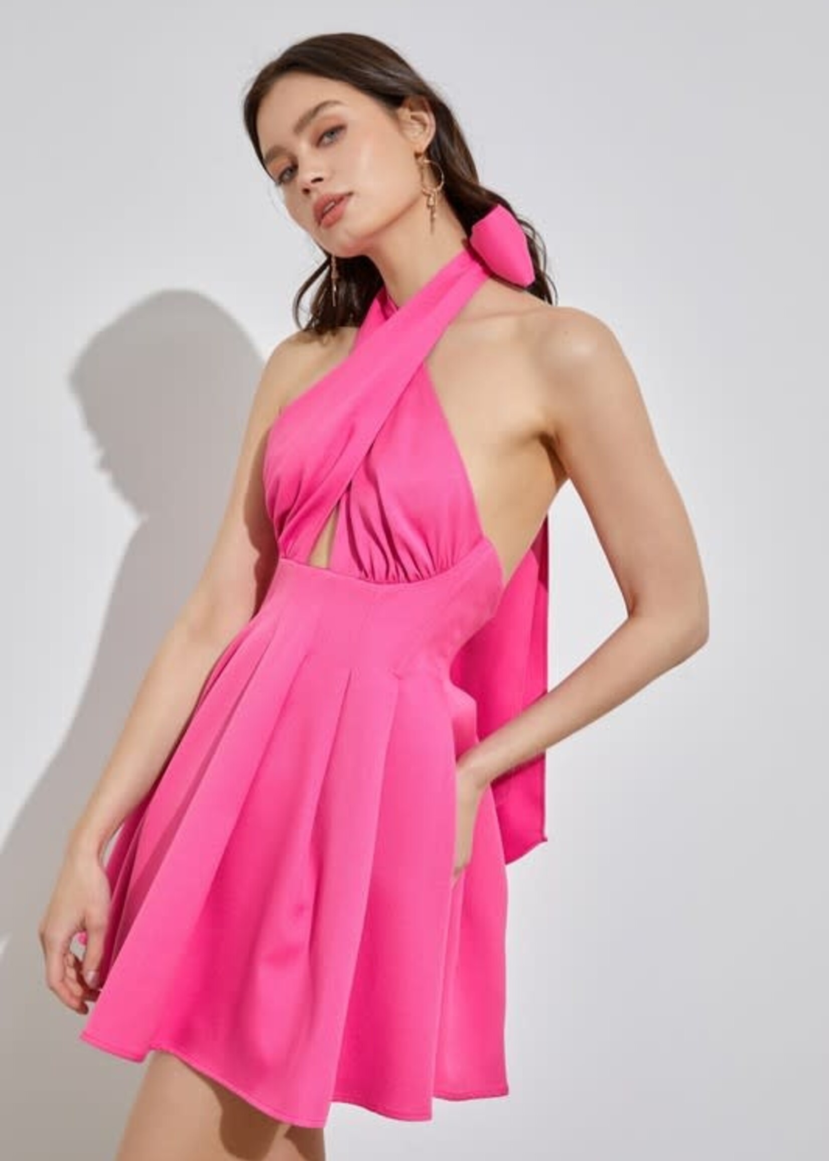 Criss Cross Hot Pink Party Dress