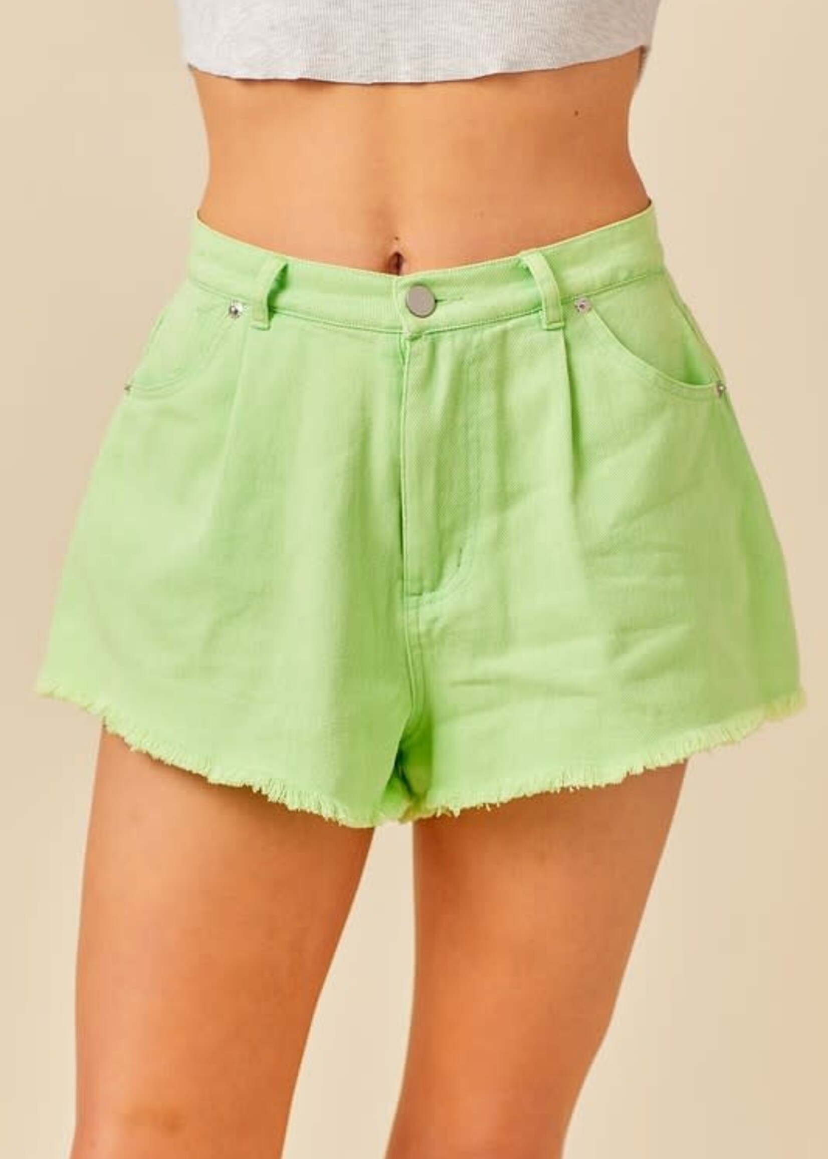 Bright On Lime Denim Shorts