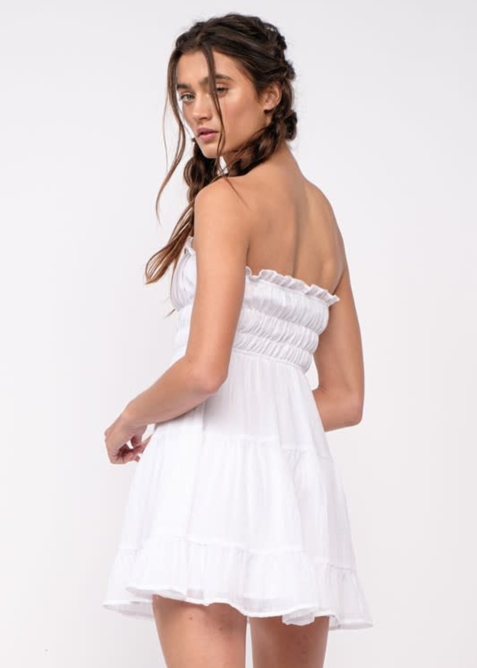 Summer and Fun White Strapless Dress