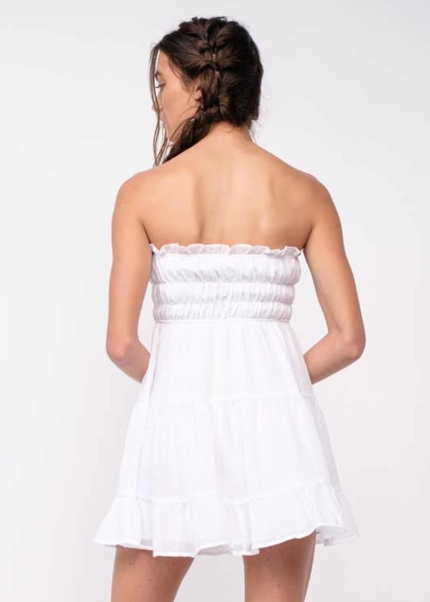 Summer and Fun White Strapless Dress