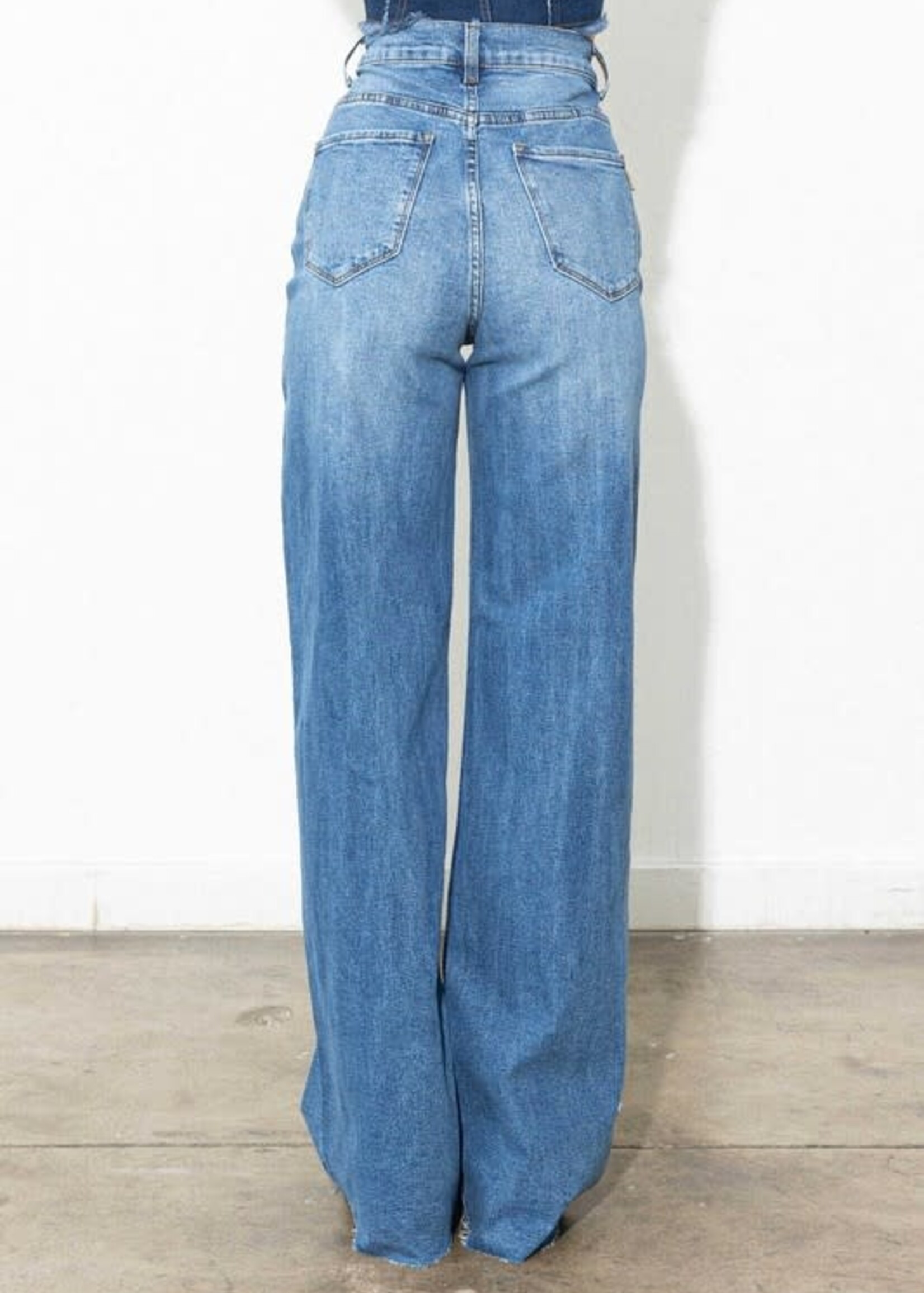 High Waist Medium Wash Wide Leg Denim