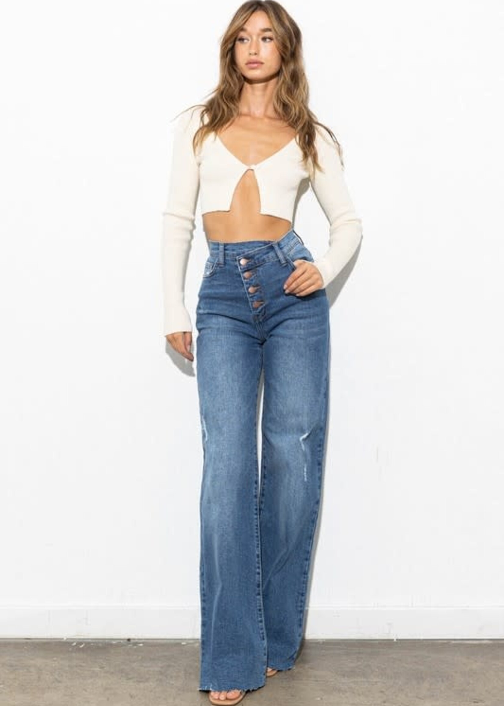 Criss Cross Wide Leg Denim