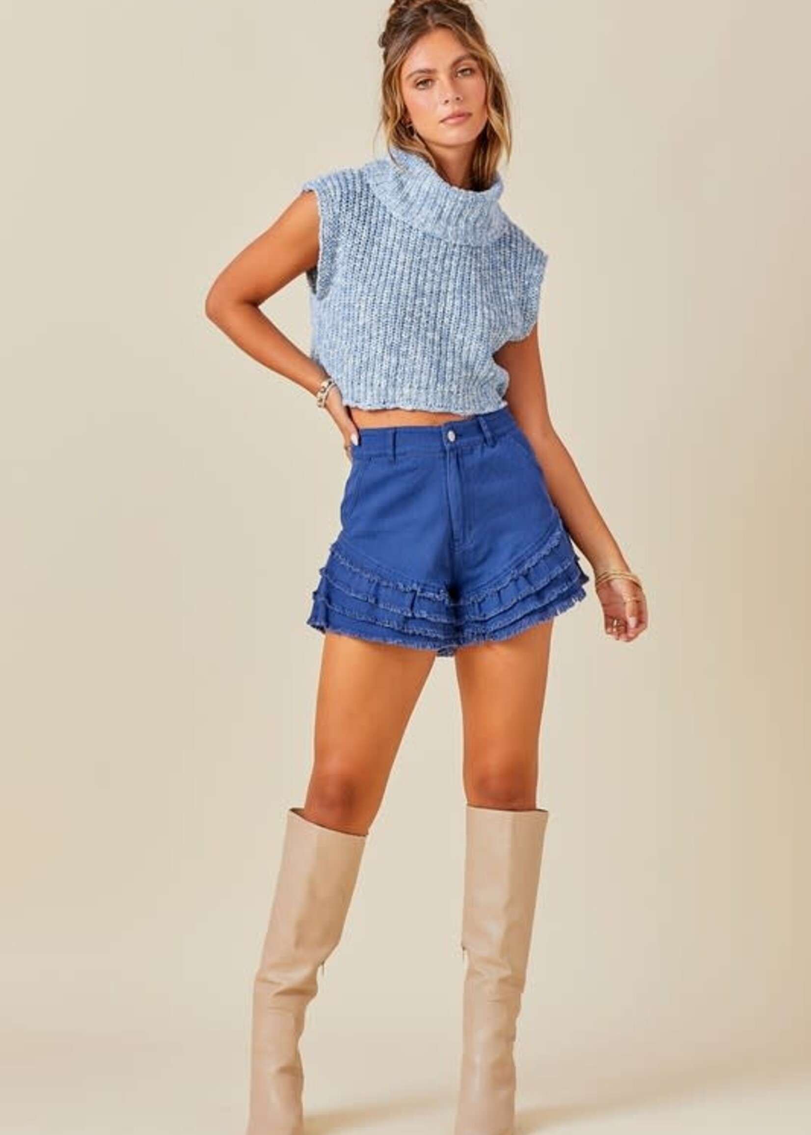 Layered Denim Shorts (5 Colors)