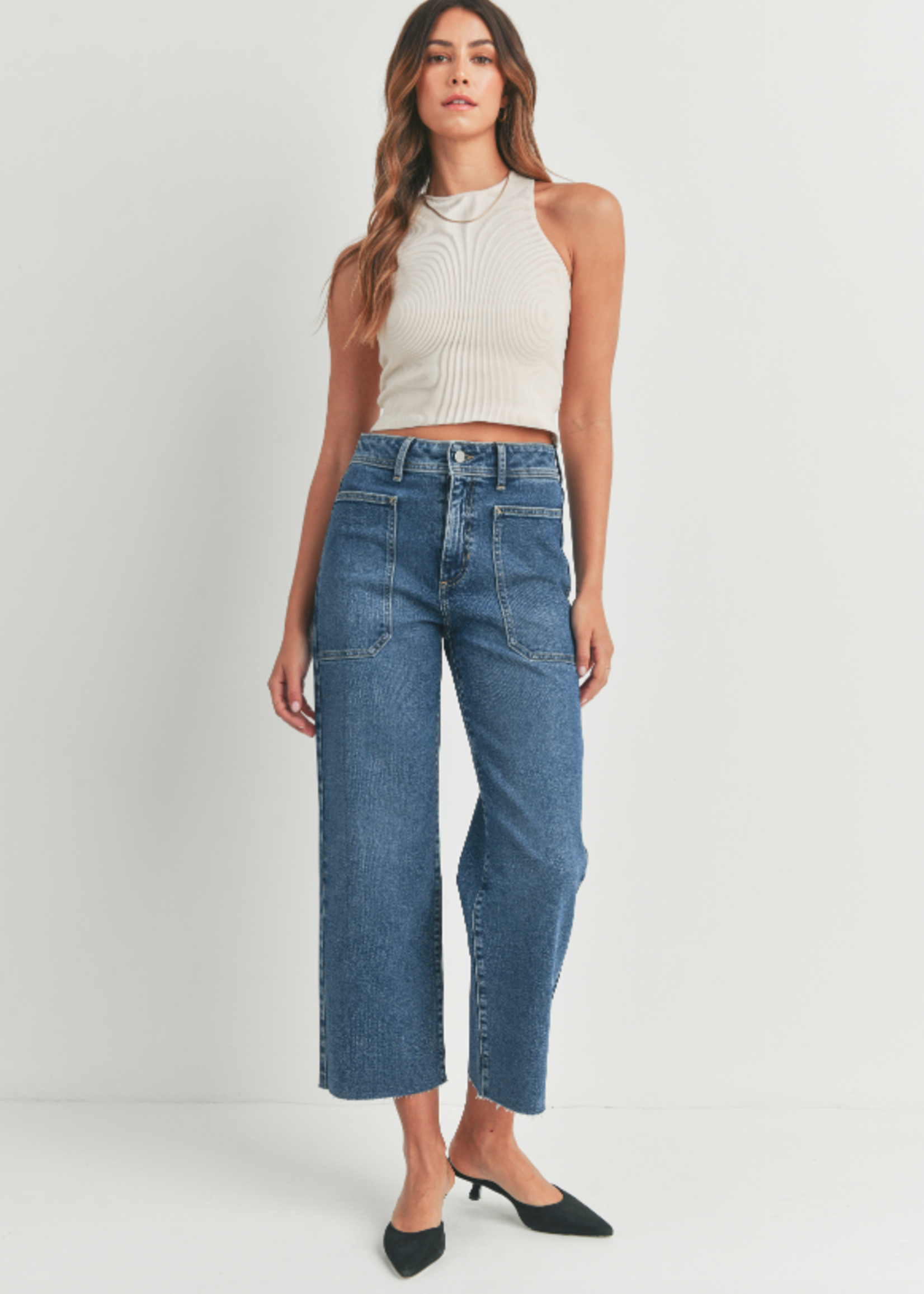 High Rise Wide Leg Utility Denim