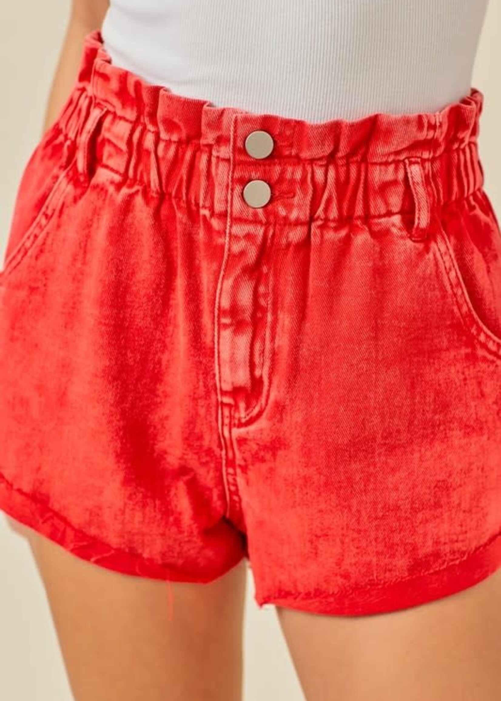 Go Pack Red Paperbag Denim Shorts