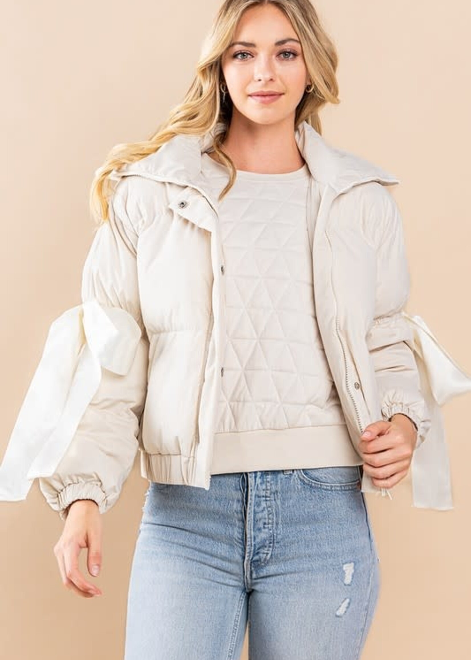 Bow Puffer Jacket (2 Colors)