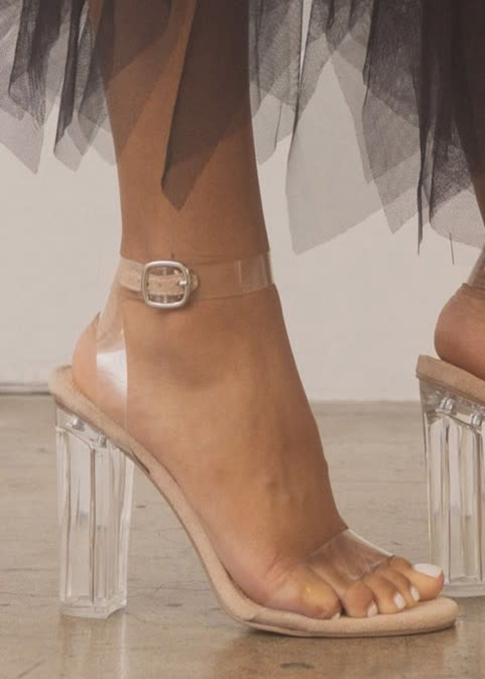 JM LOOKS Women's Fancy Transparent Block Heel Sandals & Slippers