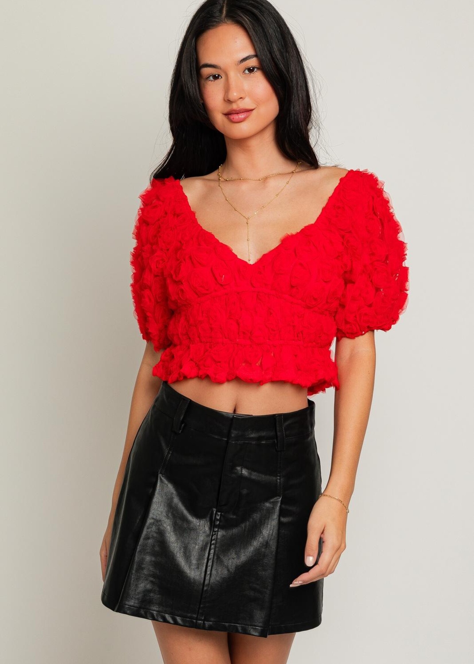 Red Rossette Top