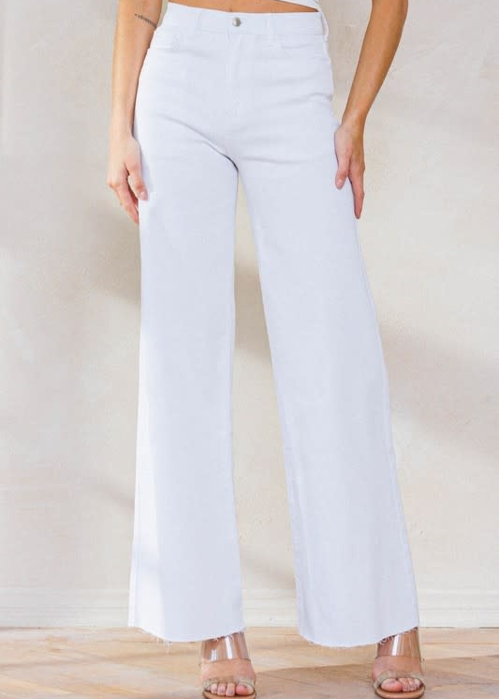 High Waist White Wide Leg Denim