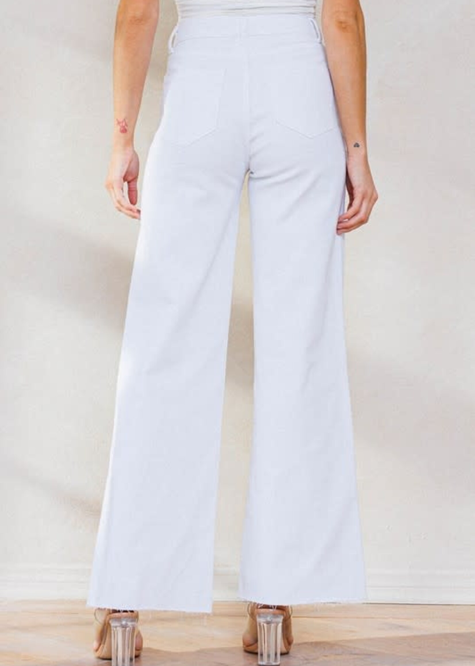 High Waist White Wide Leg Denim