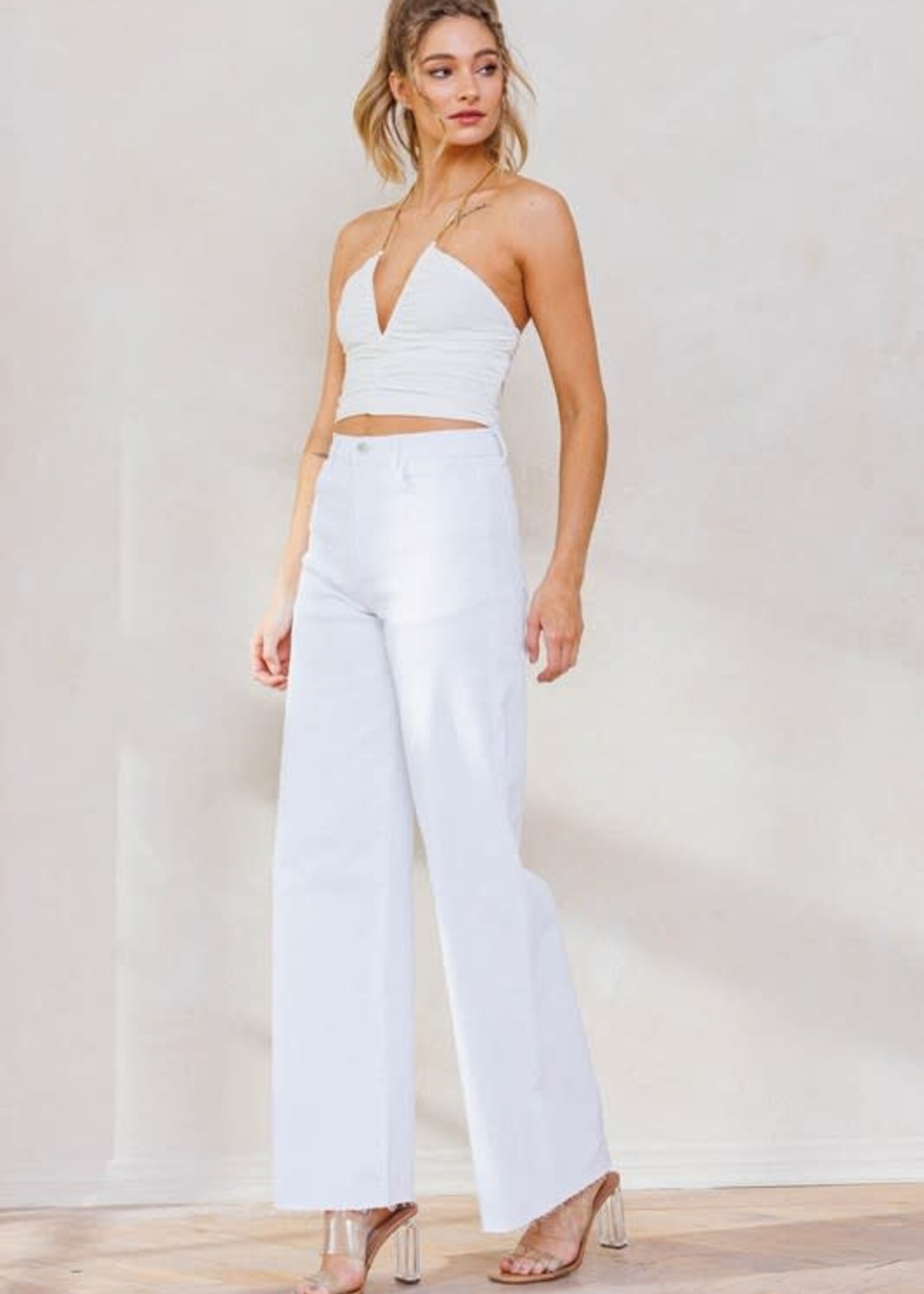 High Waist White Wide Leg Denim