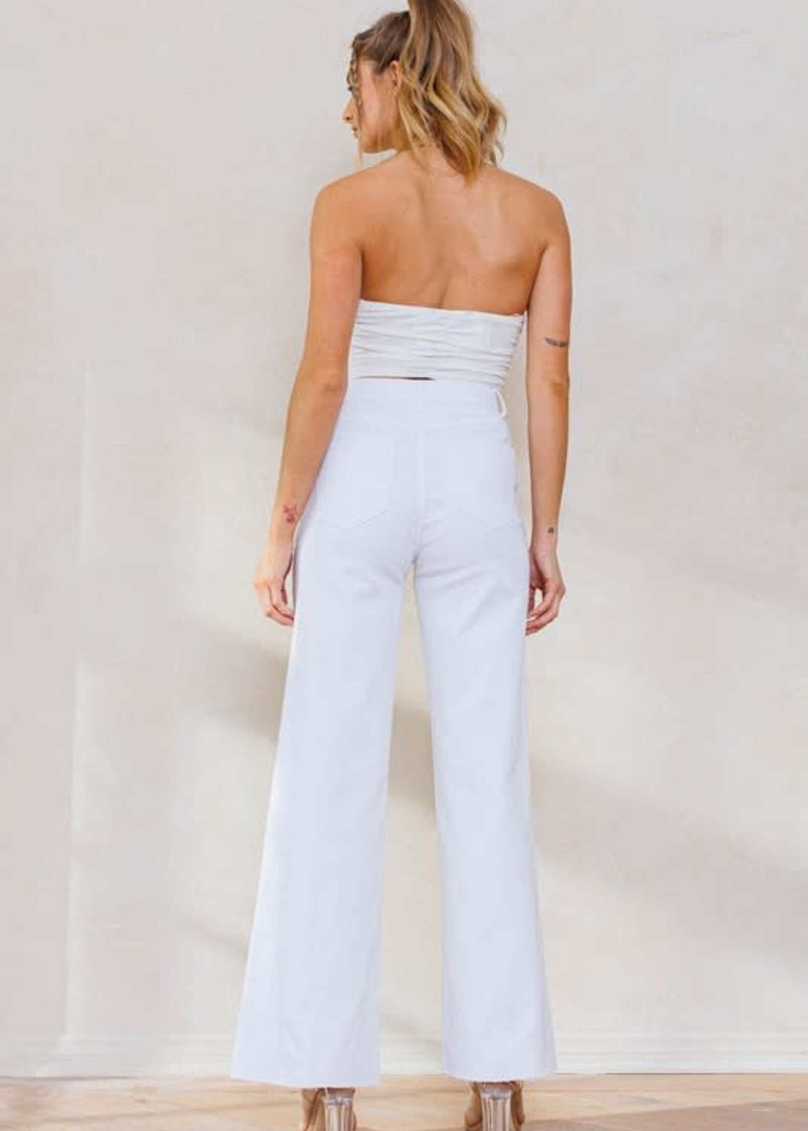 High Waist White Wide Leg Denim