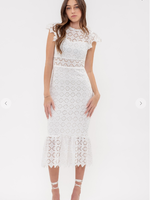 White Lacey Midi Dress