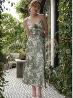 Sage Floral Midi Dress