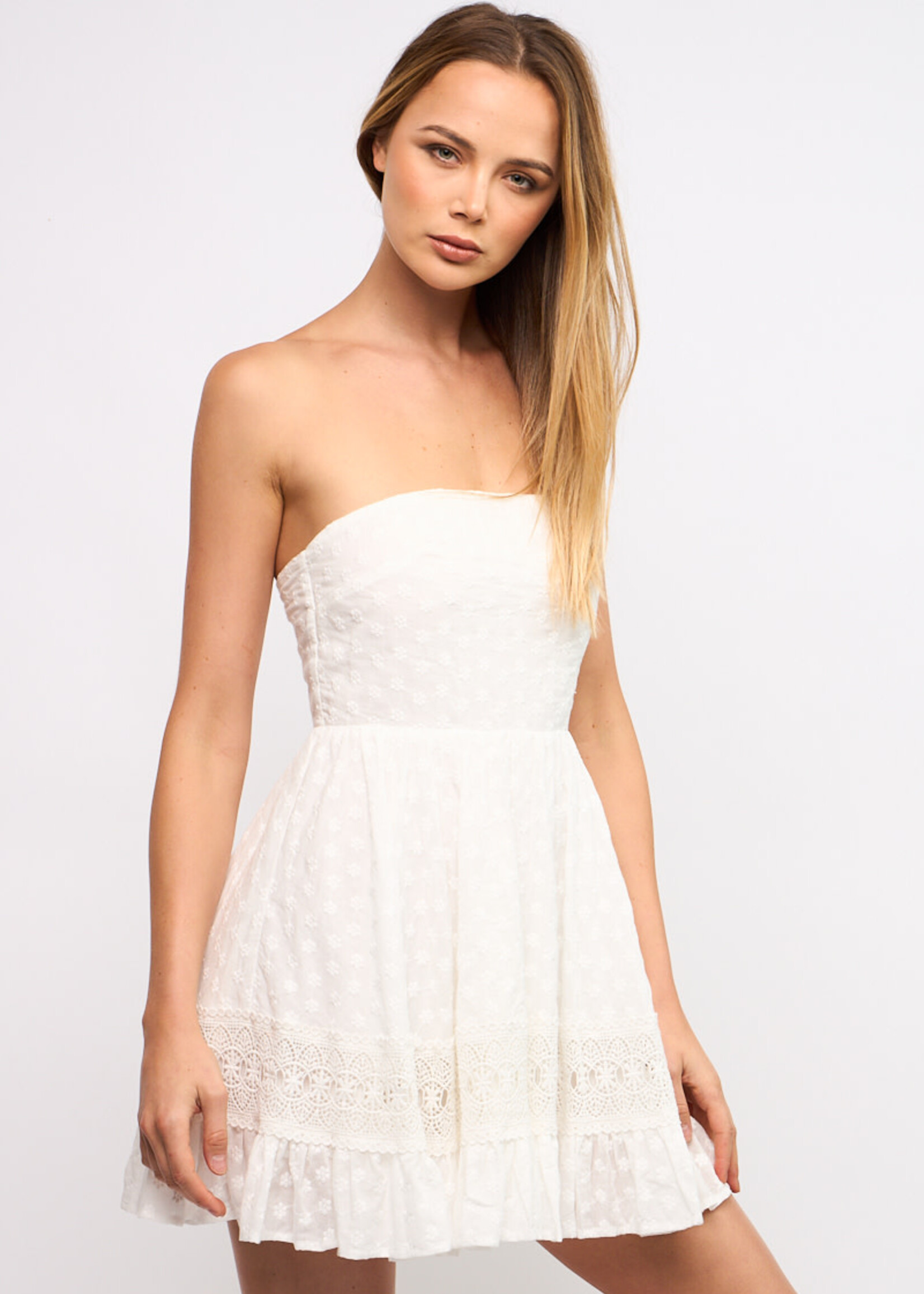 White Just Right Strapless LWD