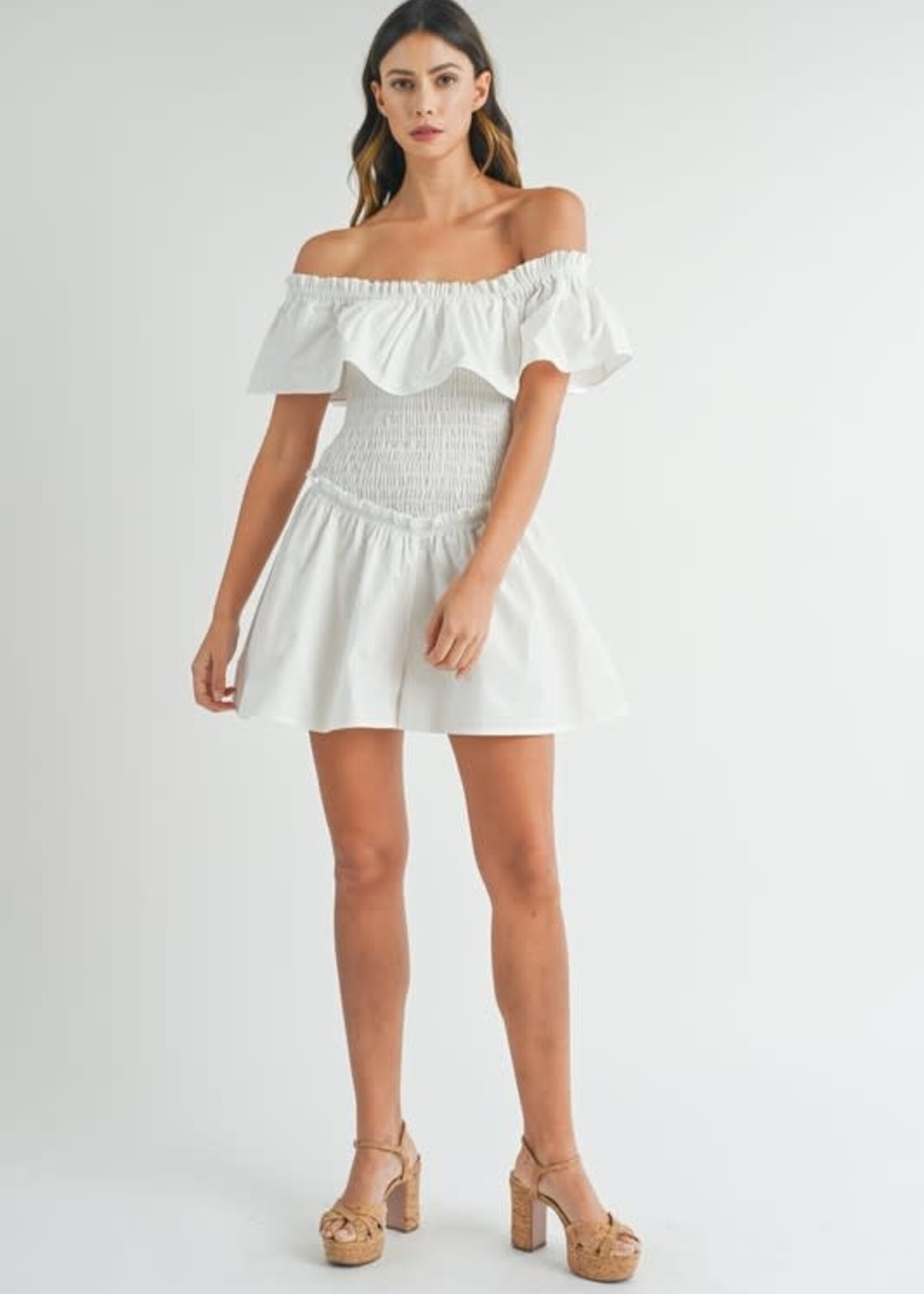 Celebrate The Moment Ruffle White Romper