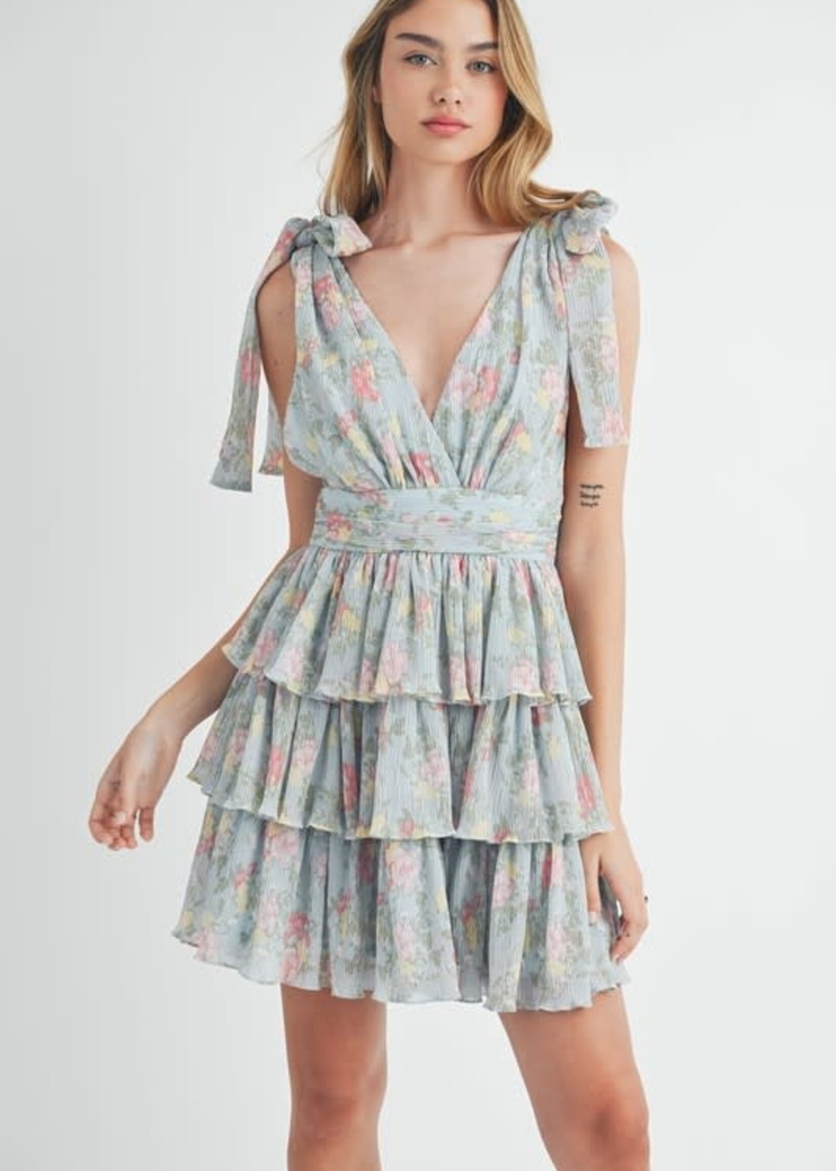 Summer Garden Blue Floral Dress