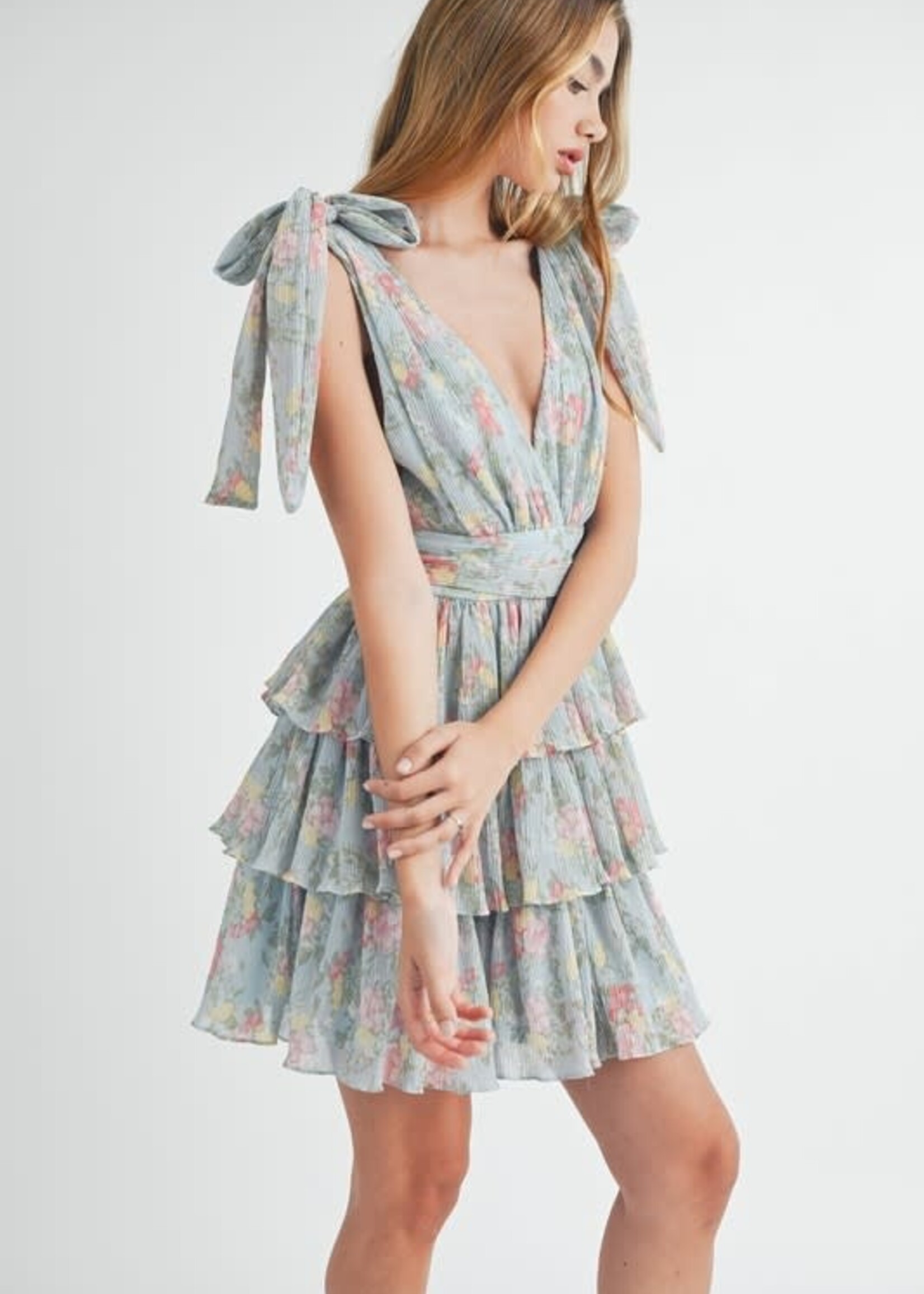 Summer Garden Blue Floral Dress