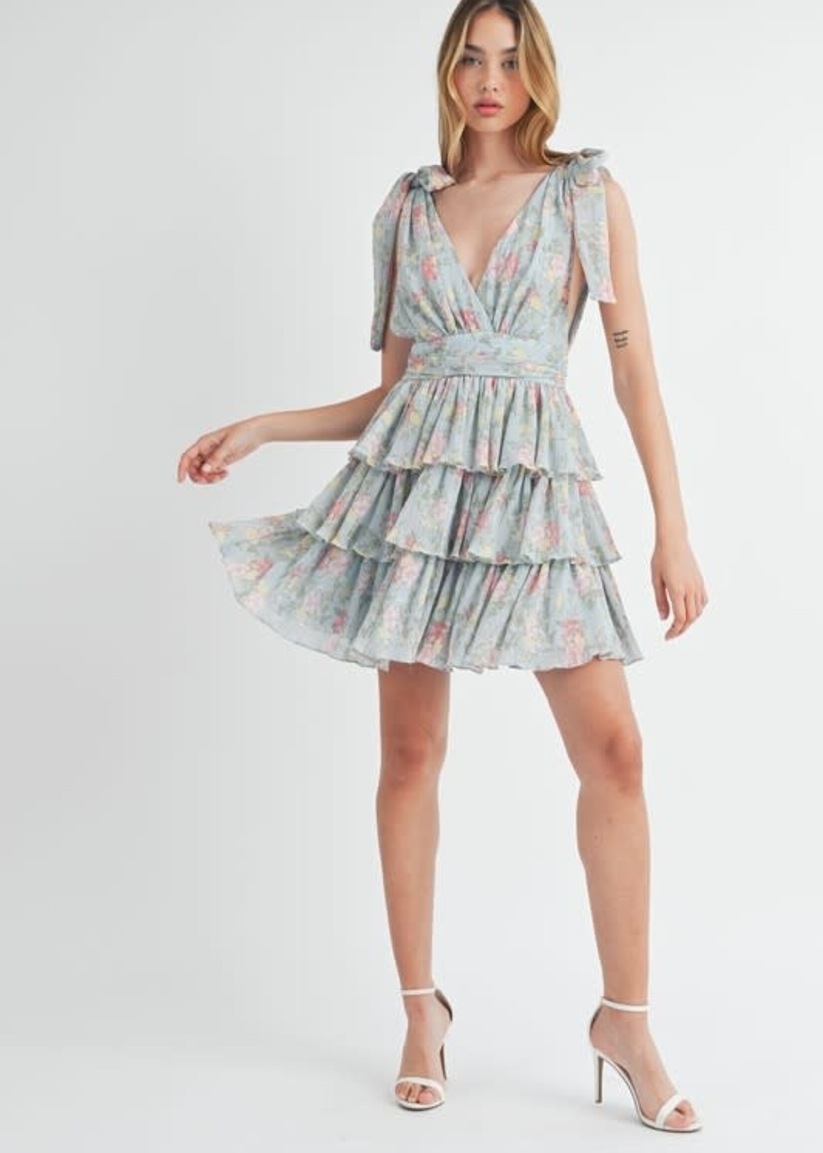 Summer Garden Blue Floral Dress