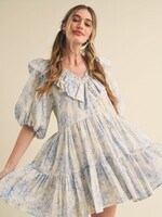 Blue Floral Baby Doll Dress