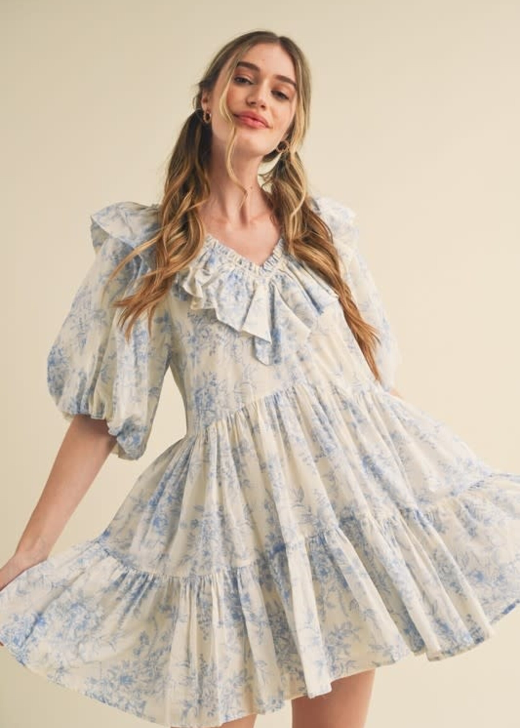Blue Floral Baby Doll Dress