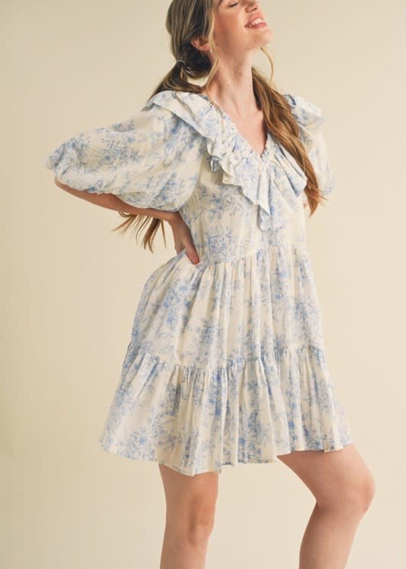 Blue Floral Baby Doll Dress