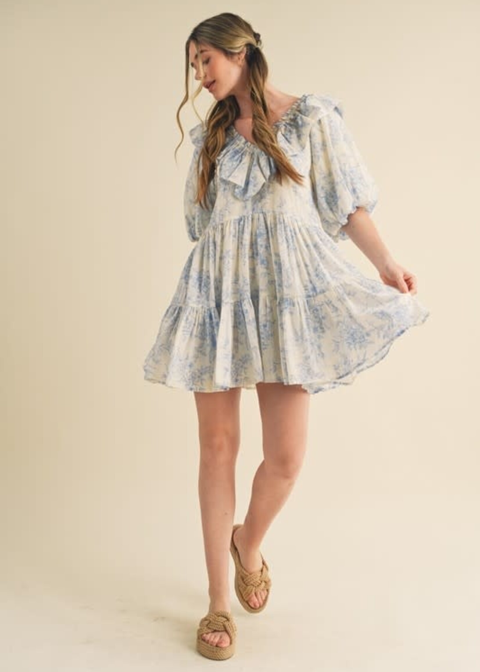 Blue Floral Baby Doll Dress