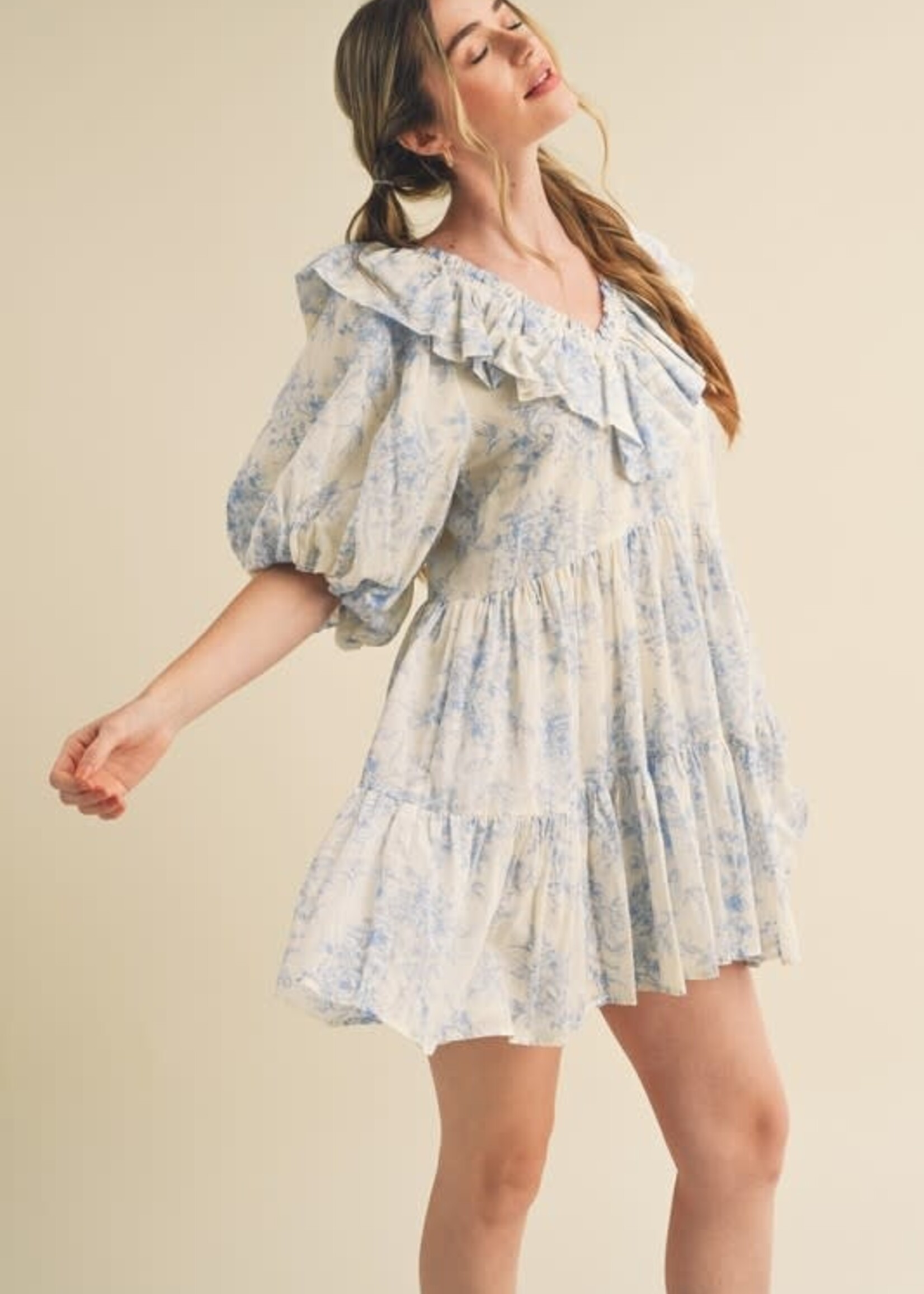 Blue Floral Baby Doll Dress