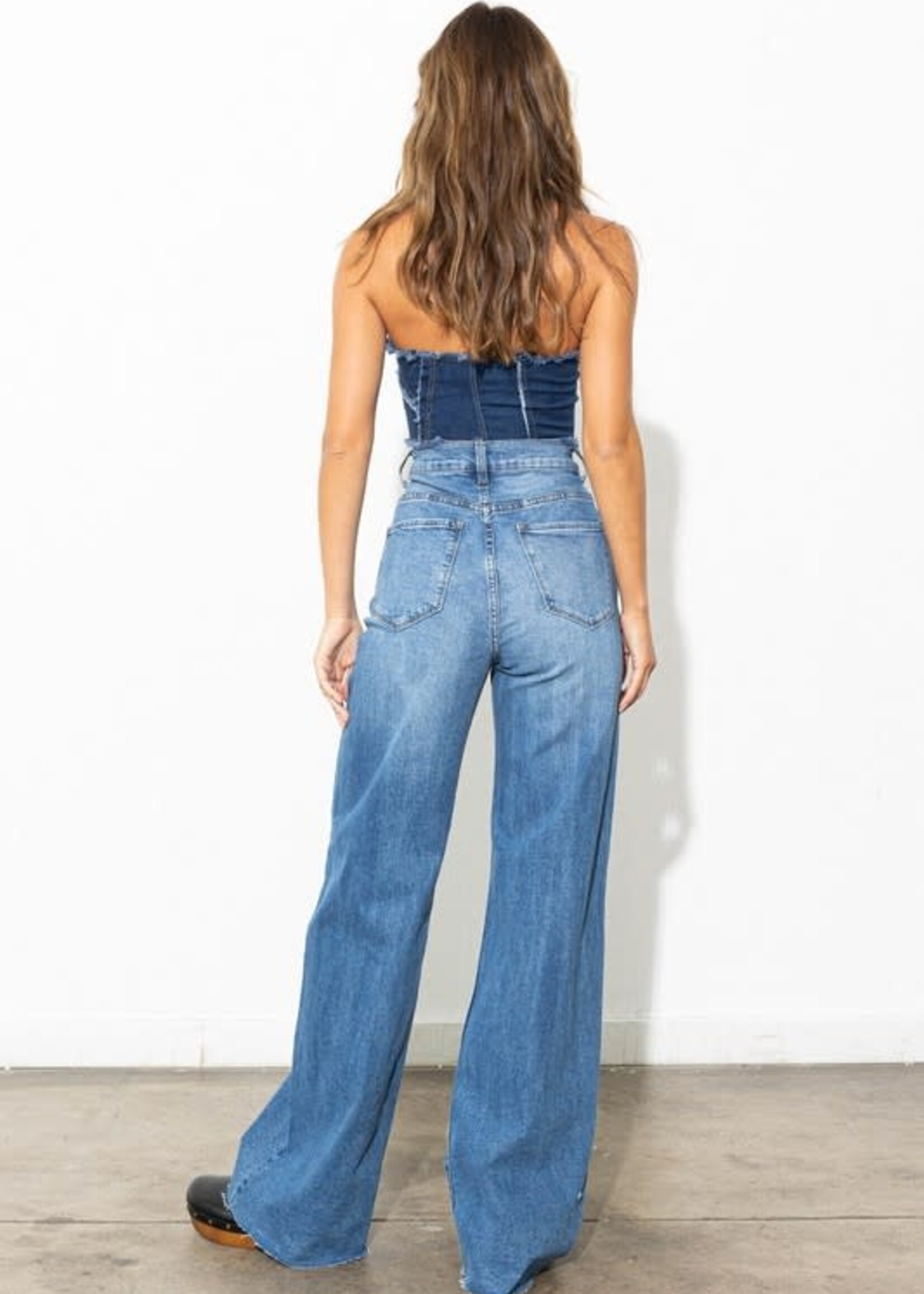 High Waist Medium Wash Wide Leg Denim