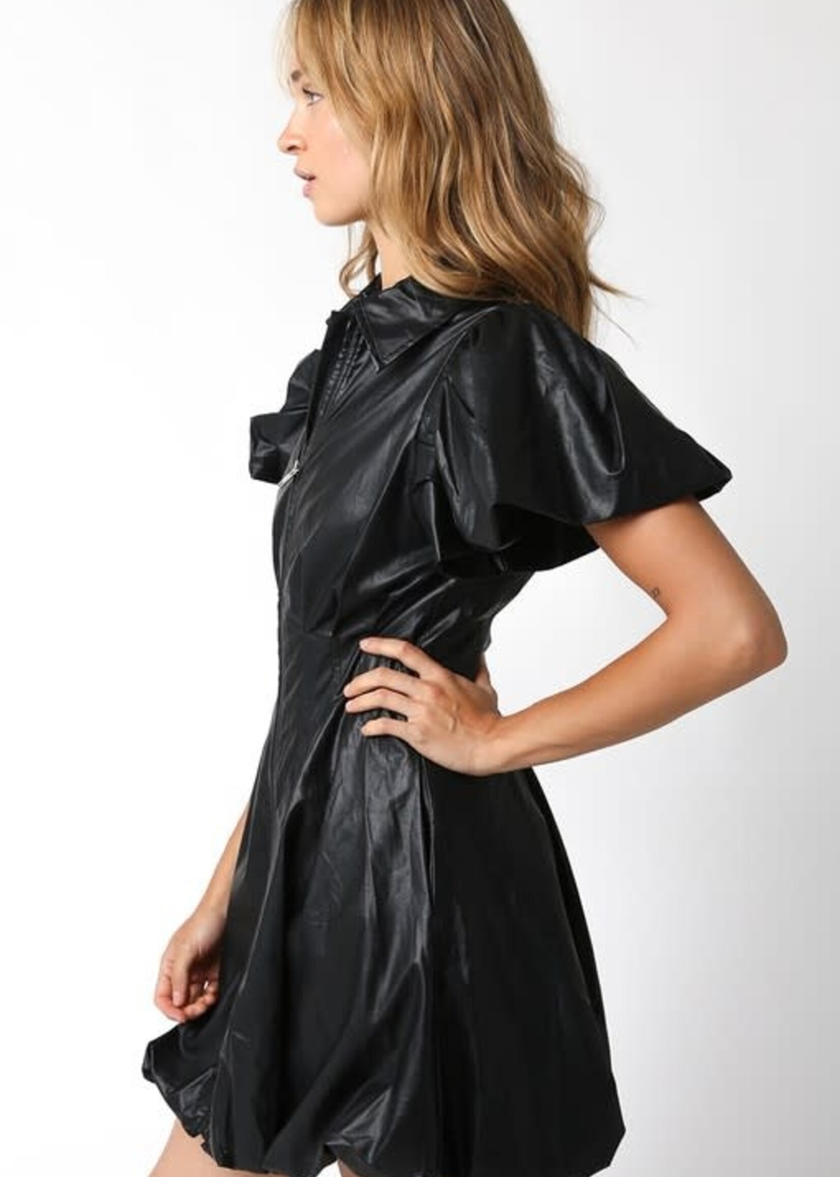 Get It Going Black Leather Dress
