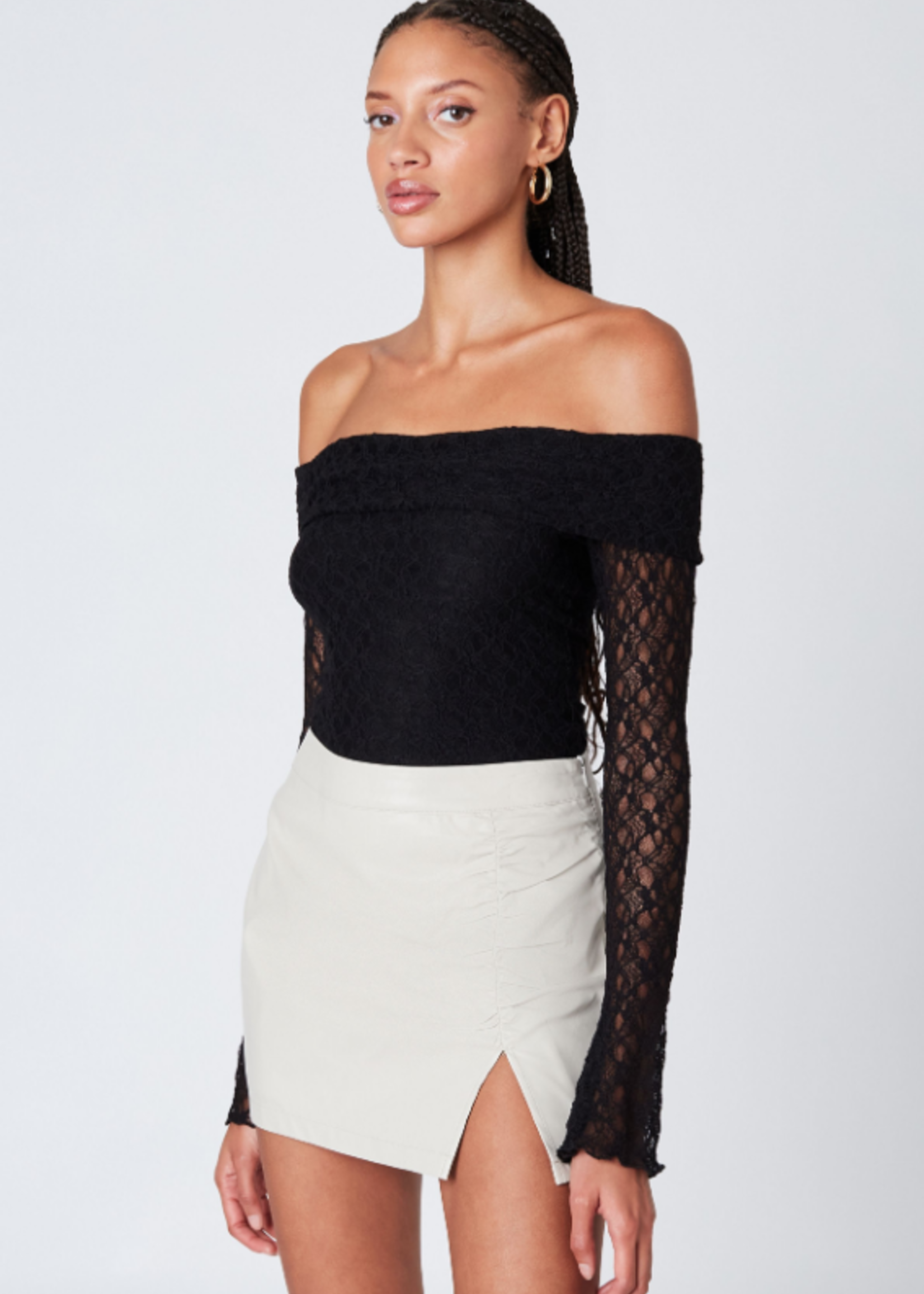 Love Of Neutral Leather Skort