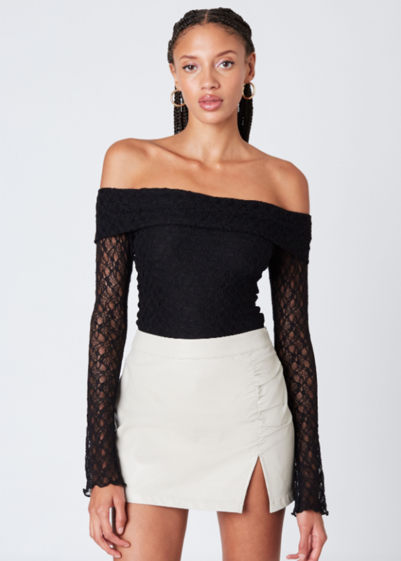 Love Of Neutral Leather Skort