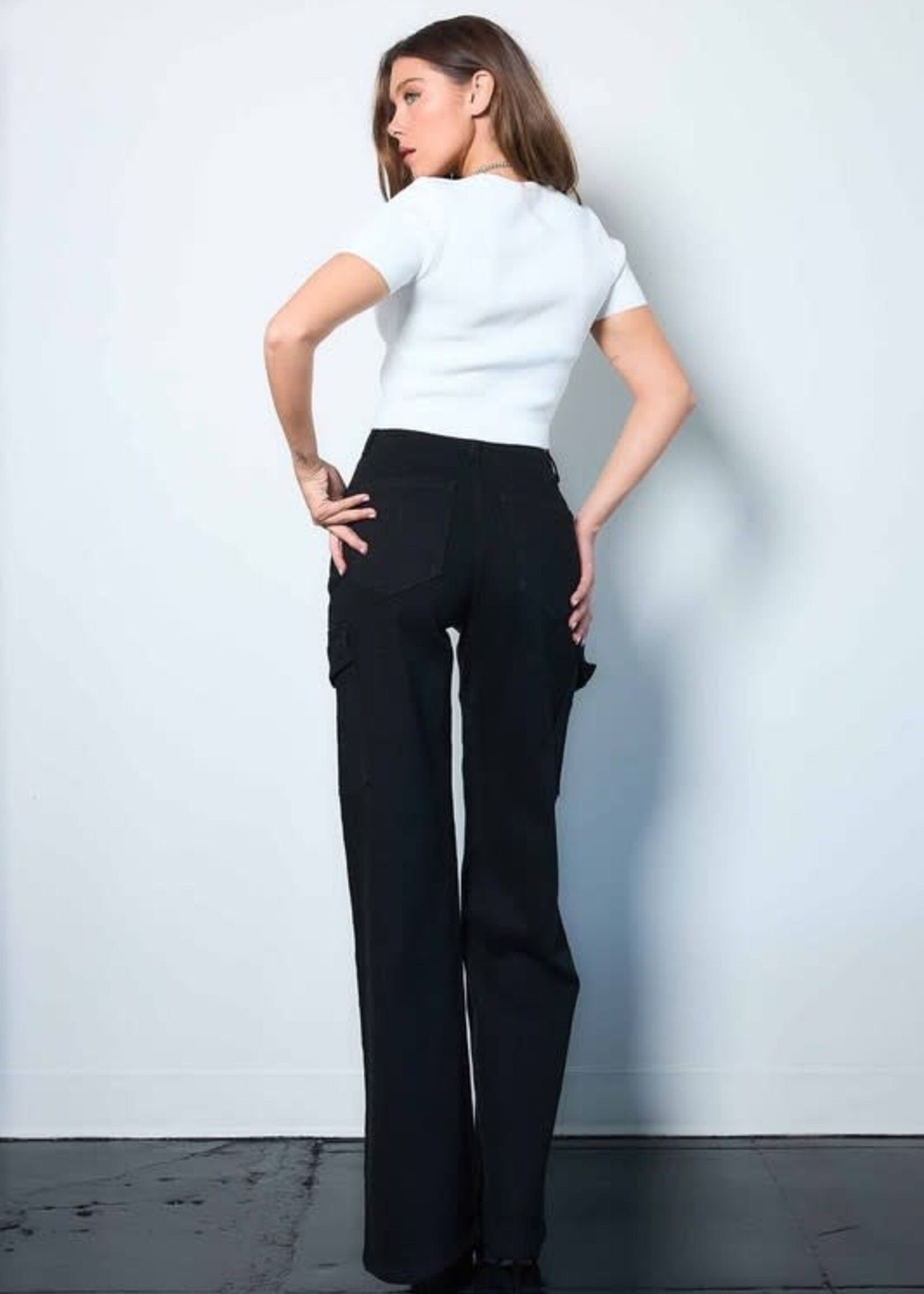 High Rise Black Wide Denim