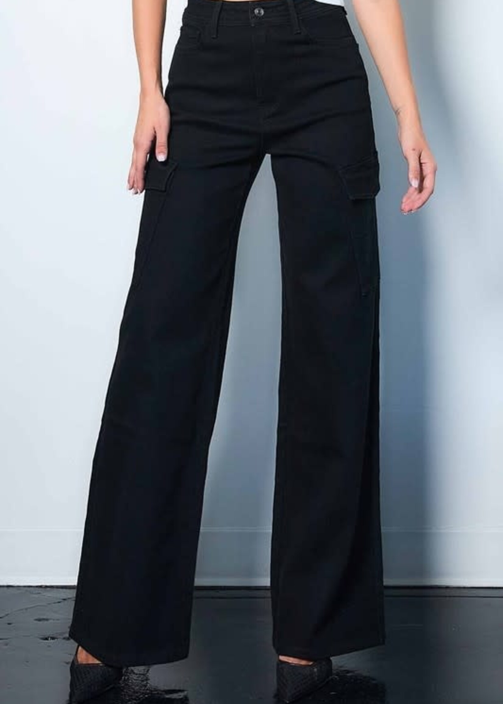 High Rise Black Wide Denim