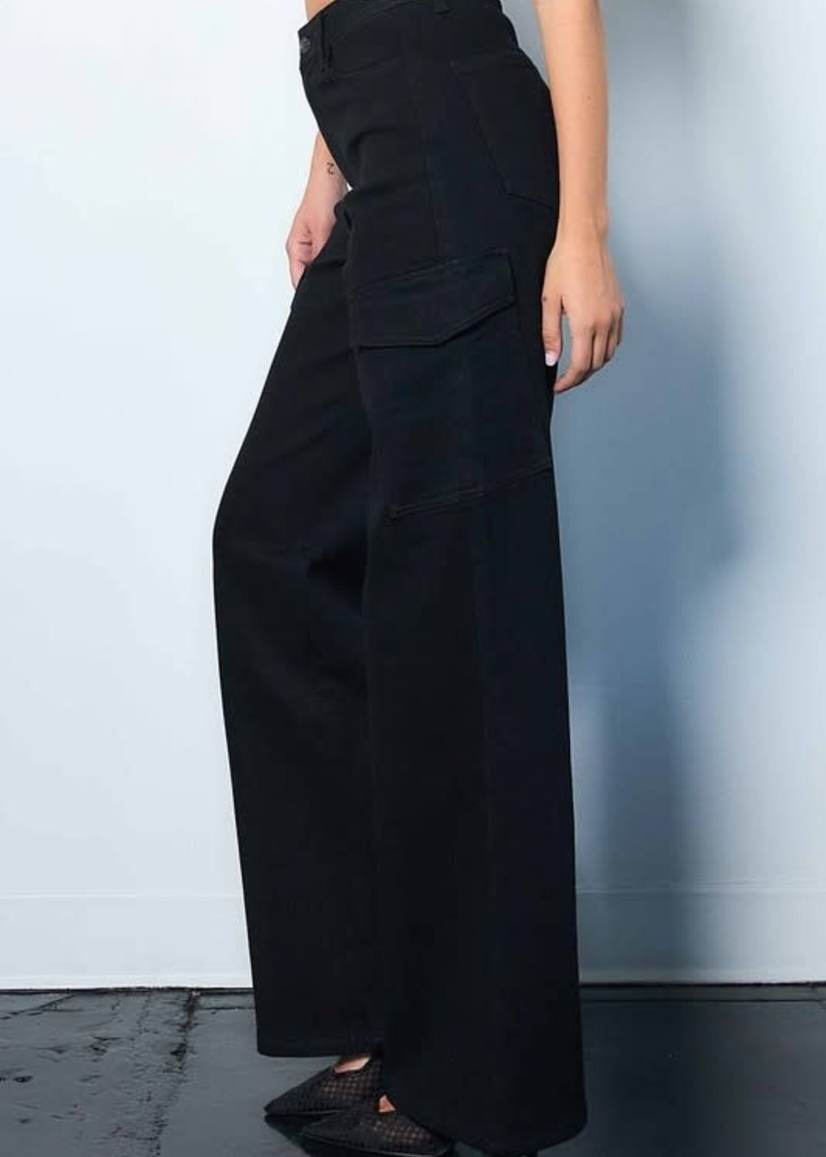 High Rise Black Wide Denim