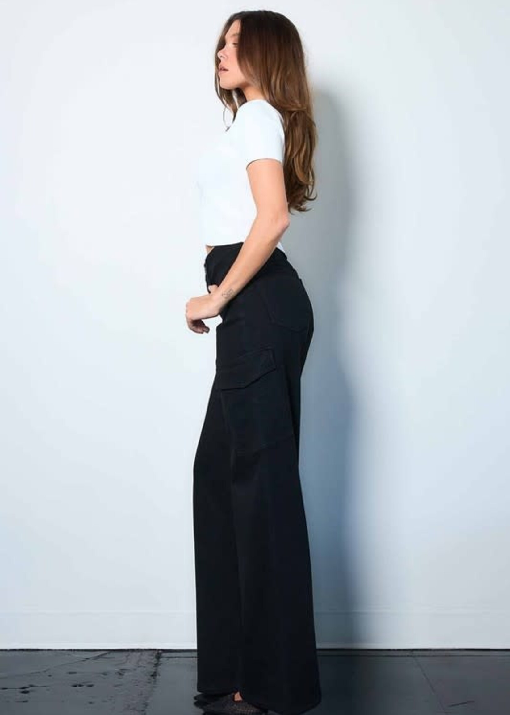 High Rise Black Wide Denim