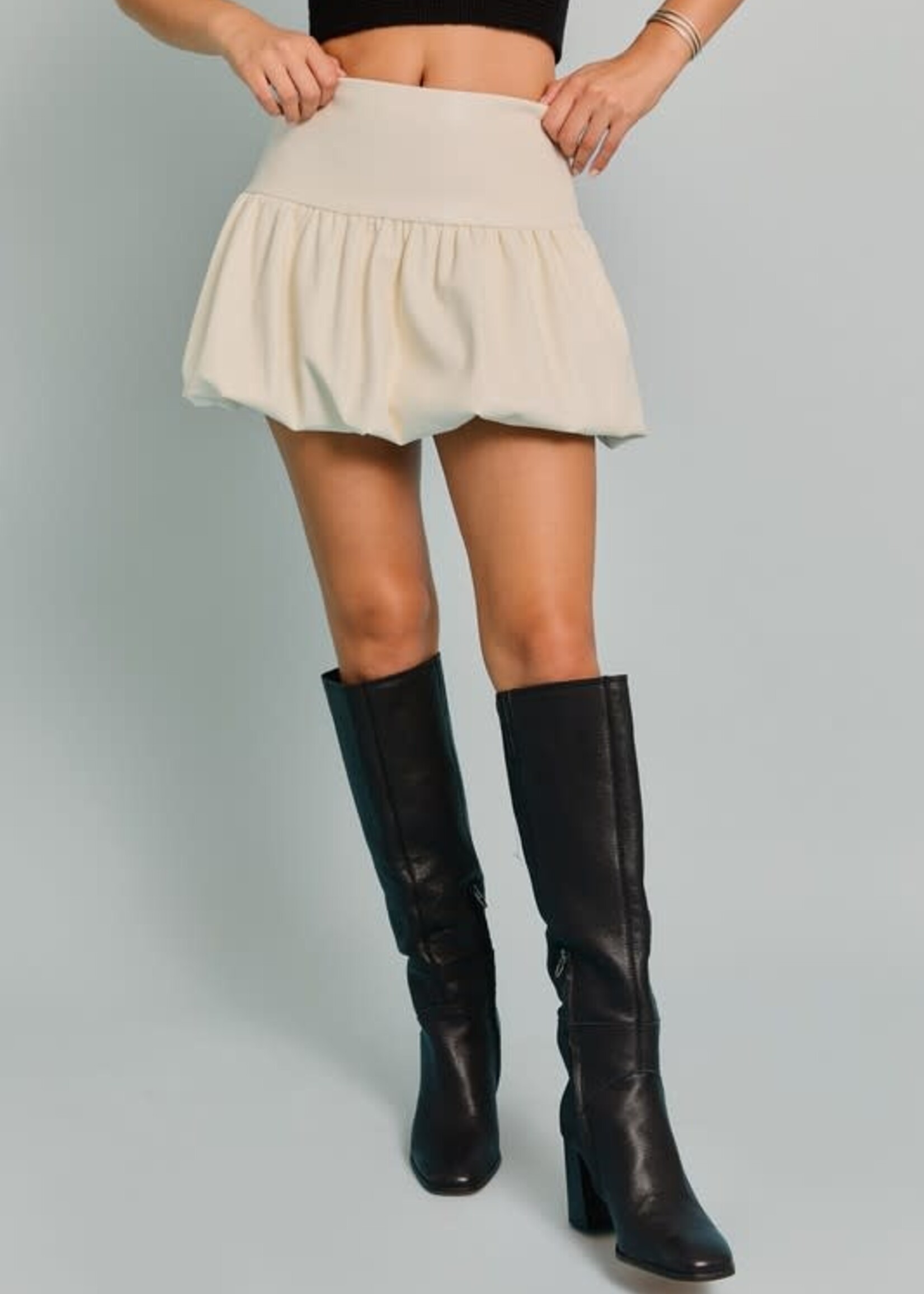 White Leather Bubble Skirt