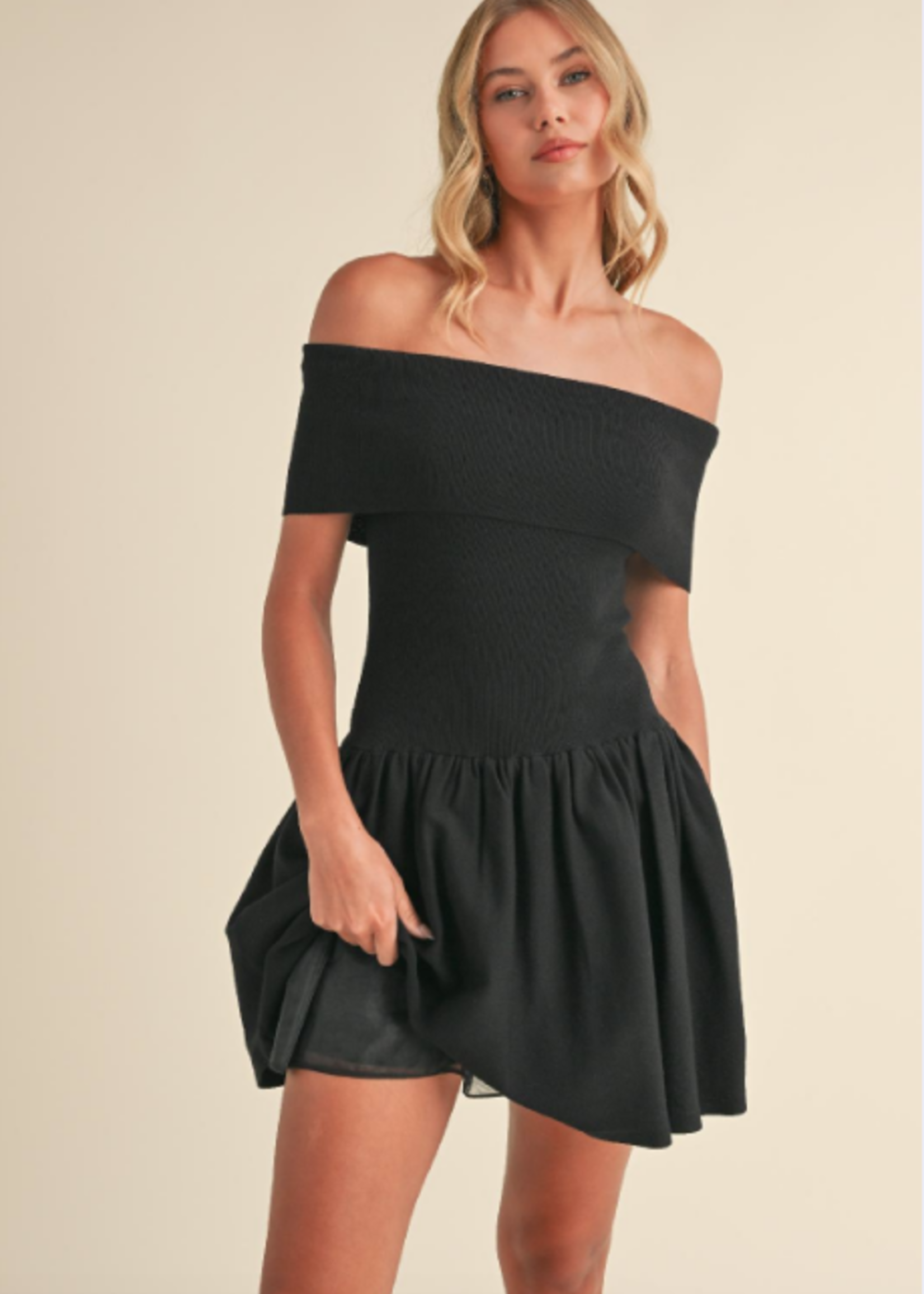 Off Shoulder Black Sweater Dress