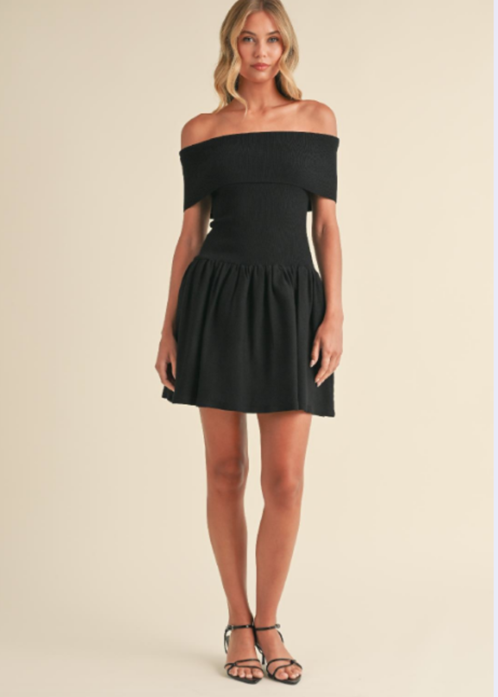 Off Shoulder Black Sweater Dress