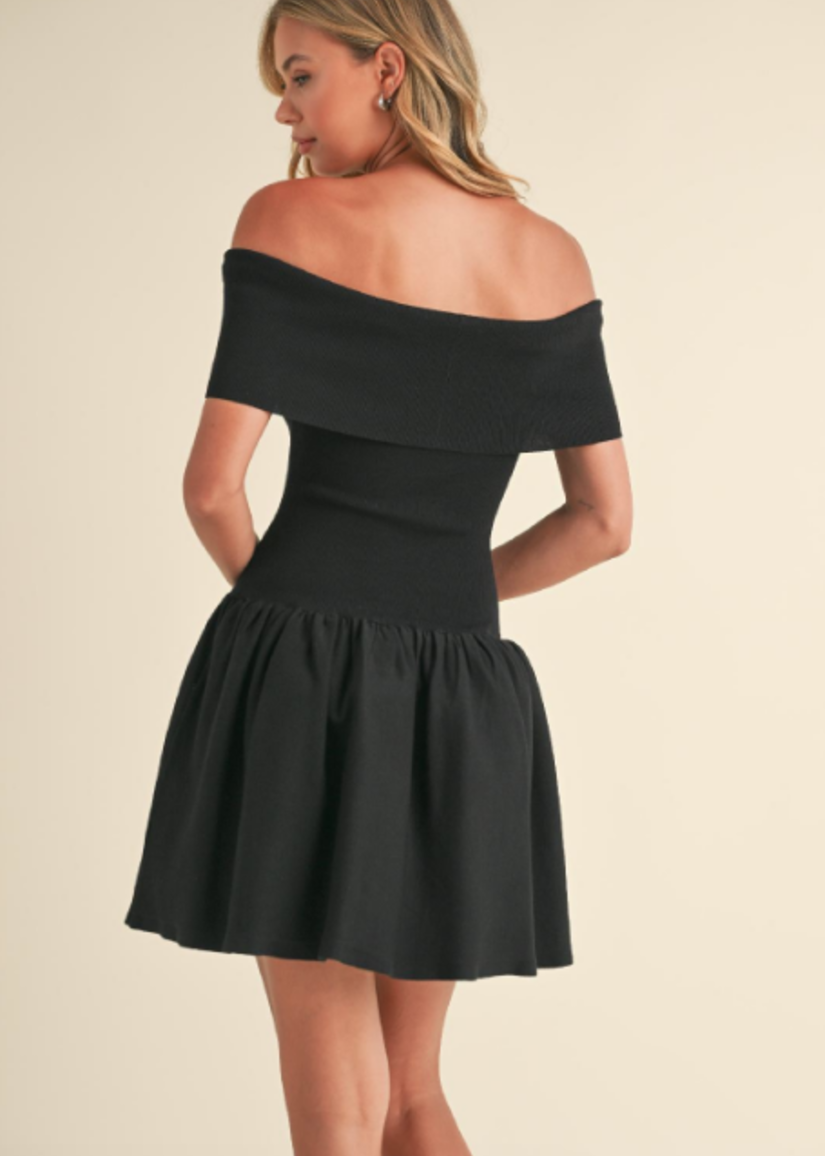 Off Shoulder Black Sweater Dress
