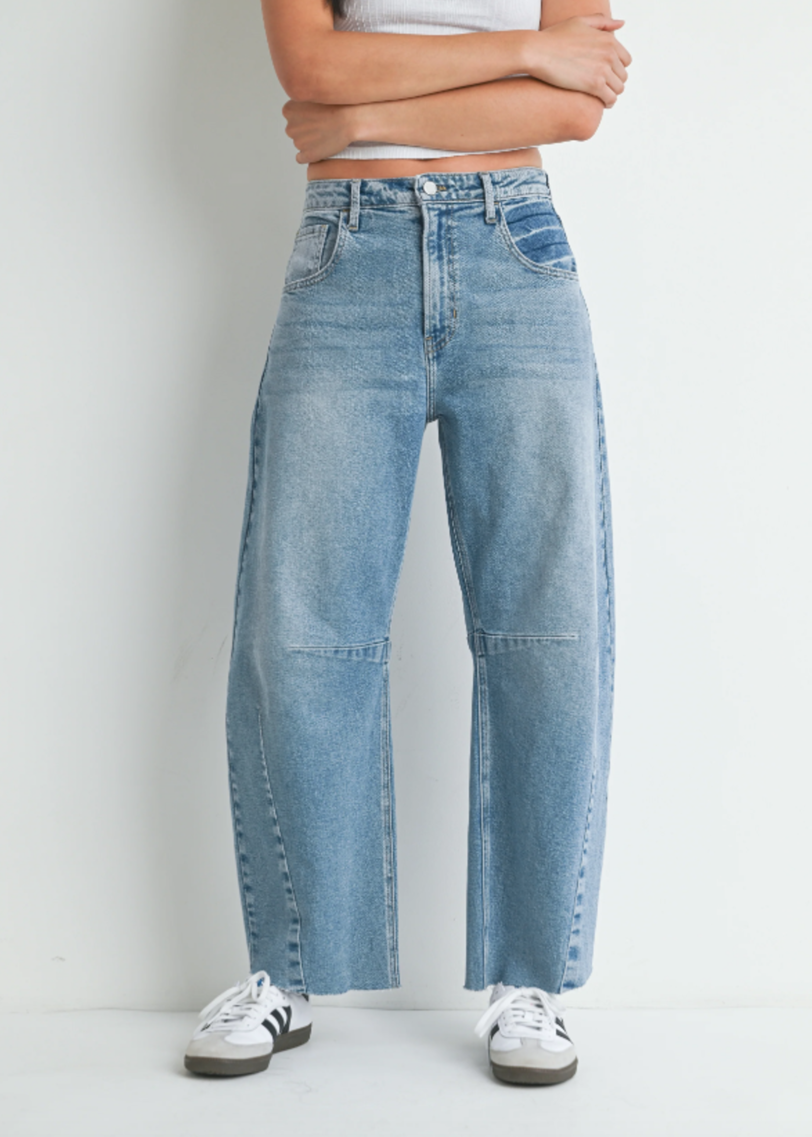 Medium Wash Seamed Barrel Denim