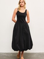 Black Balloon Bottom Midi Dress