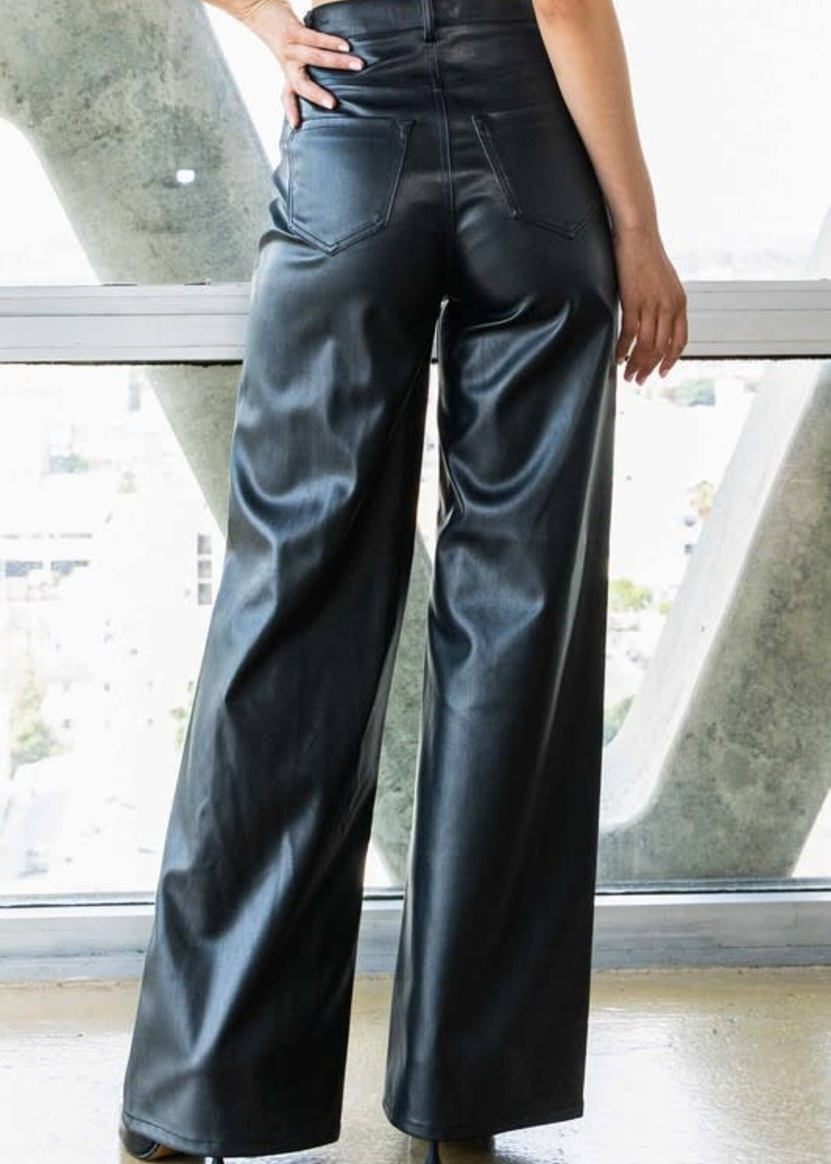 High Waist Black Leather Pants