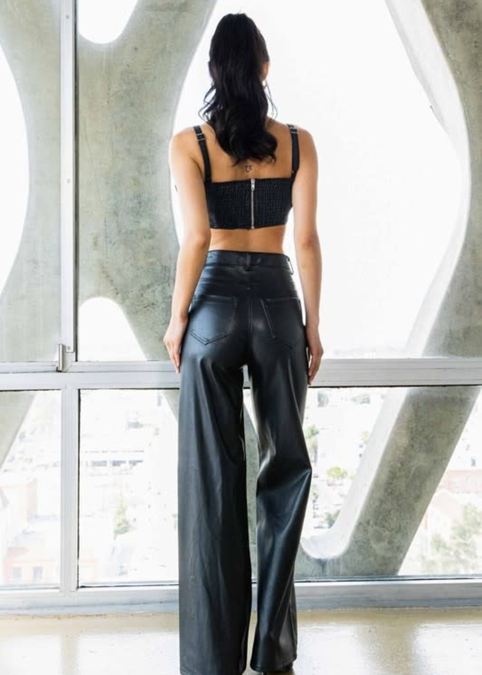 High Waist Black Leather Pants