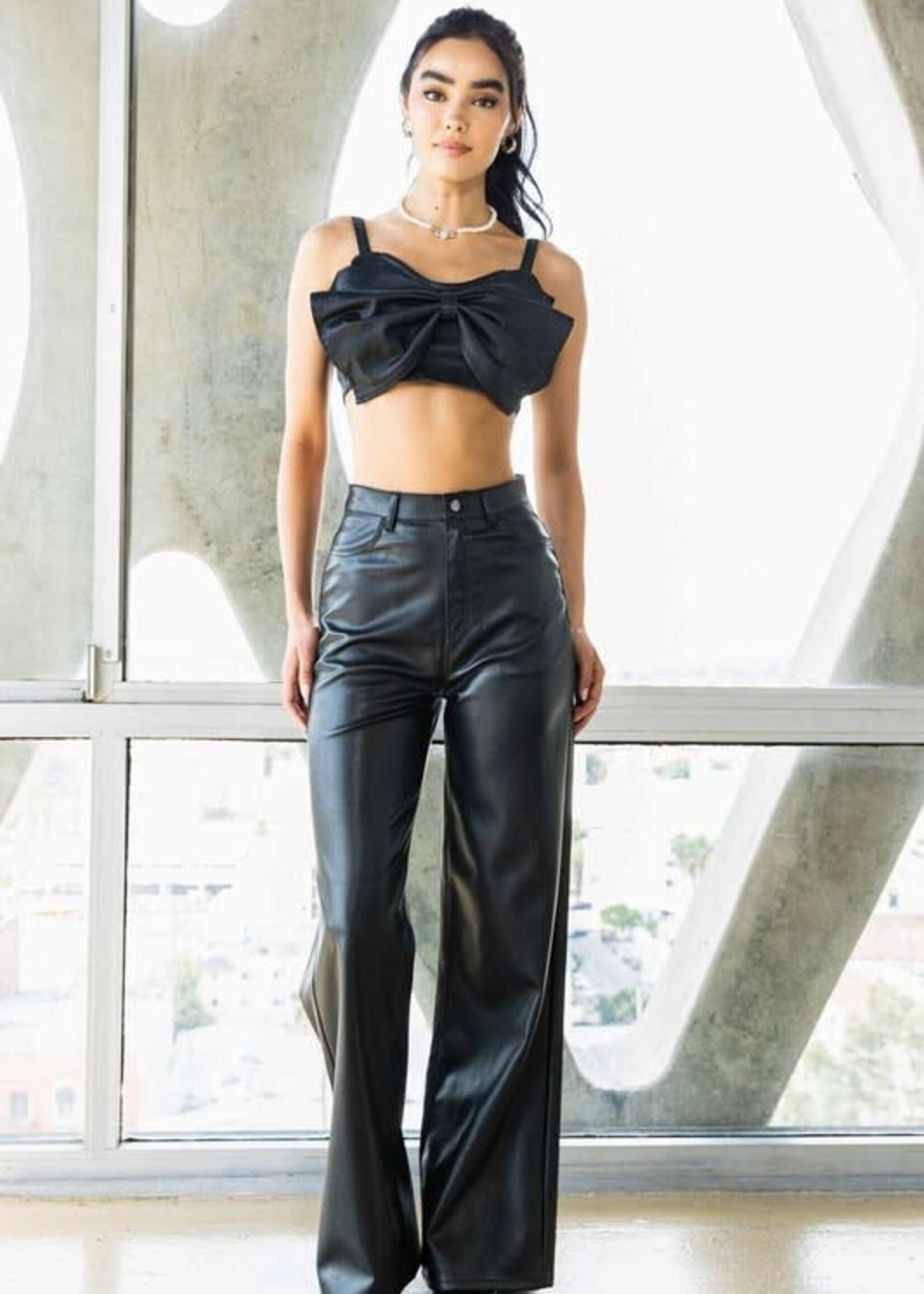 High Waist Black Leather Pants